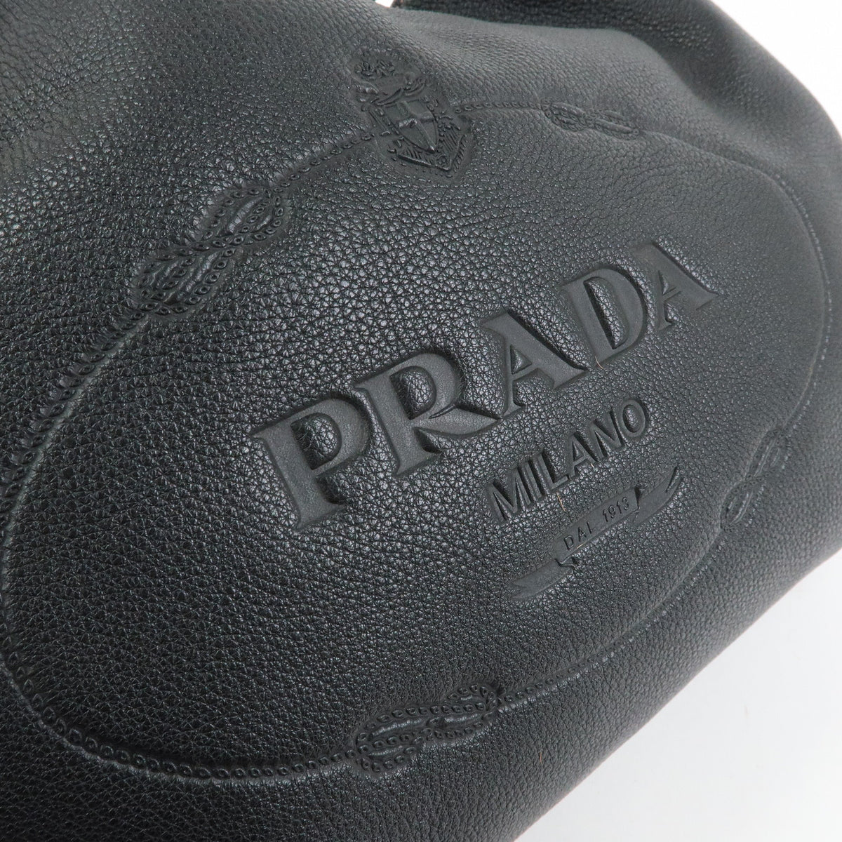 PRADA Leather Shoulder Bag Hand Bag Black BR3648