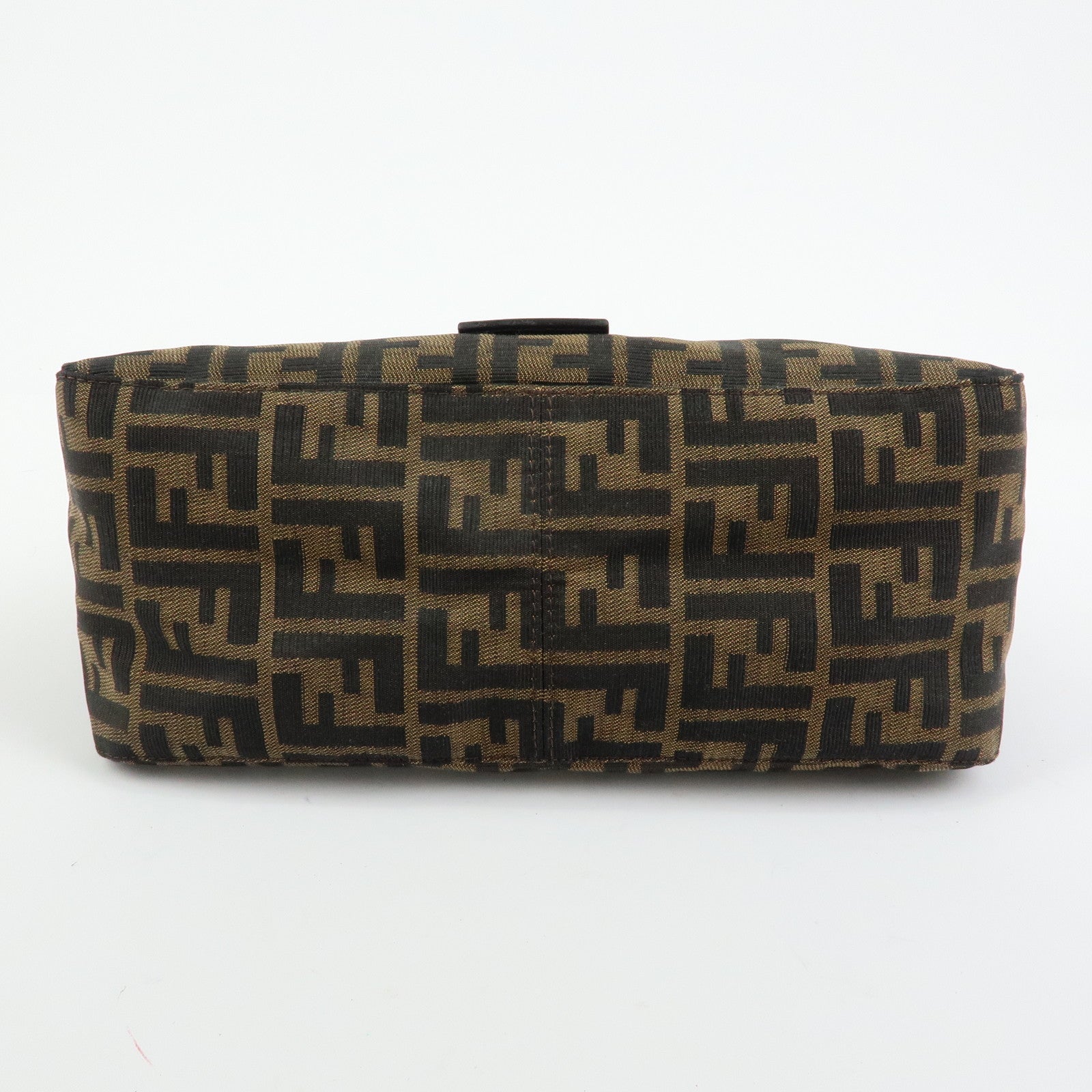 FENDI Mamma Baguette Zucca Canvas Leather Shoulder Bag Brown 26325