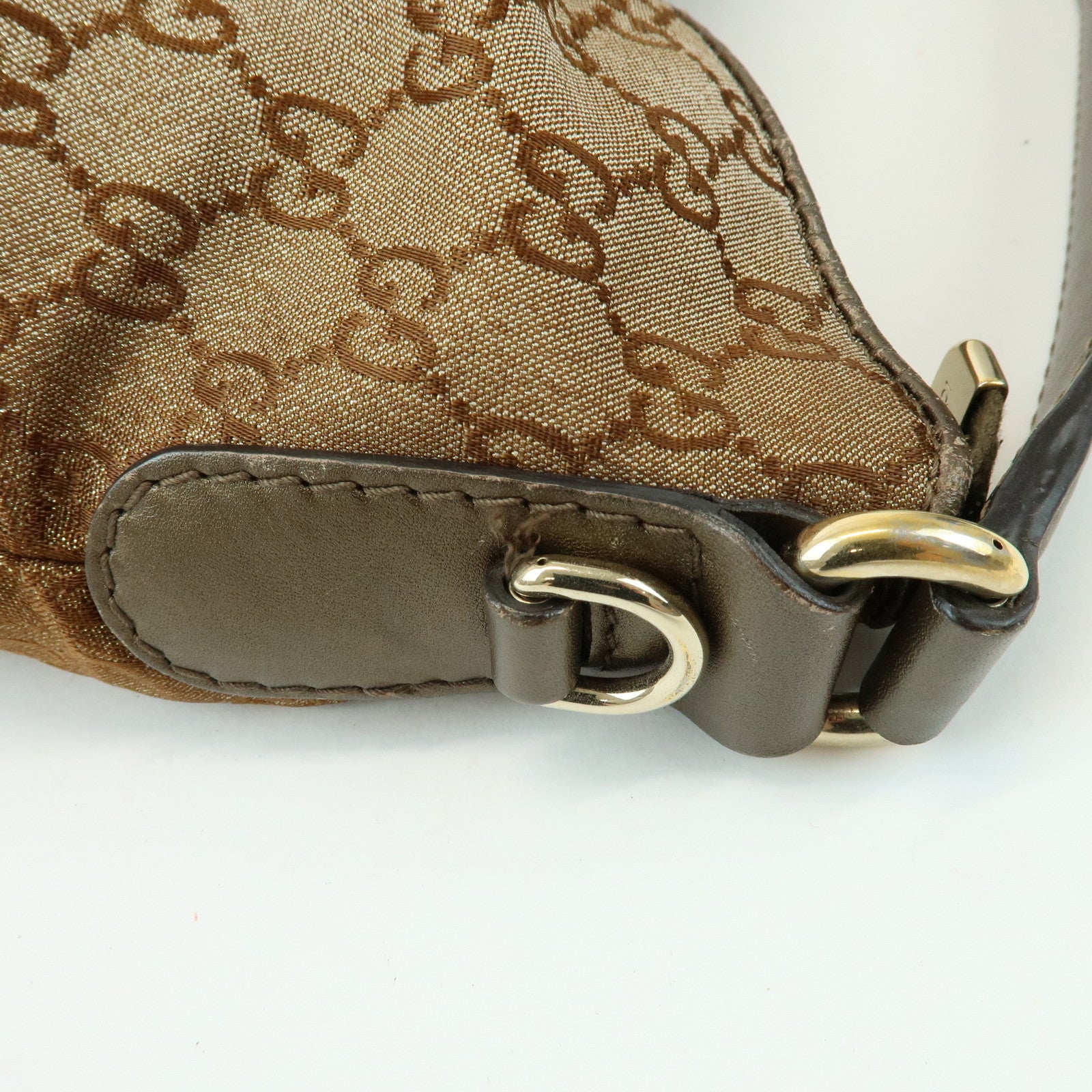 GUCCI Heart Bit GG Canvas Leather Shoulder Bag Bamboo Charm 269958