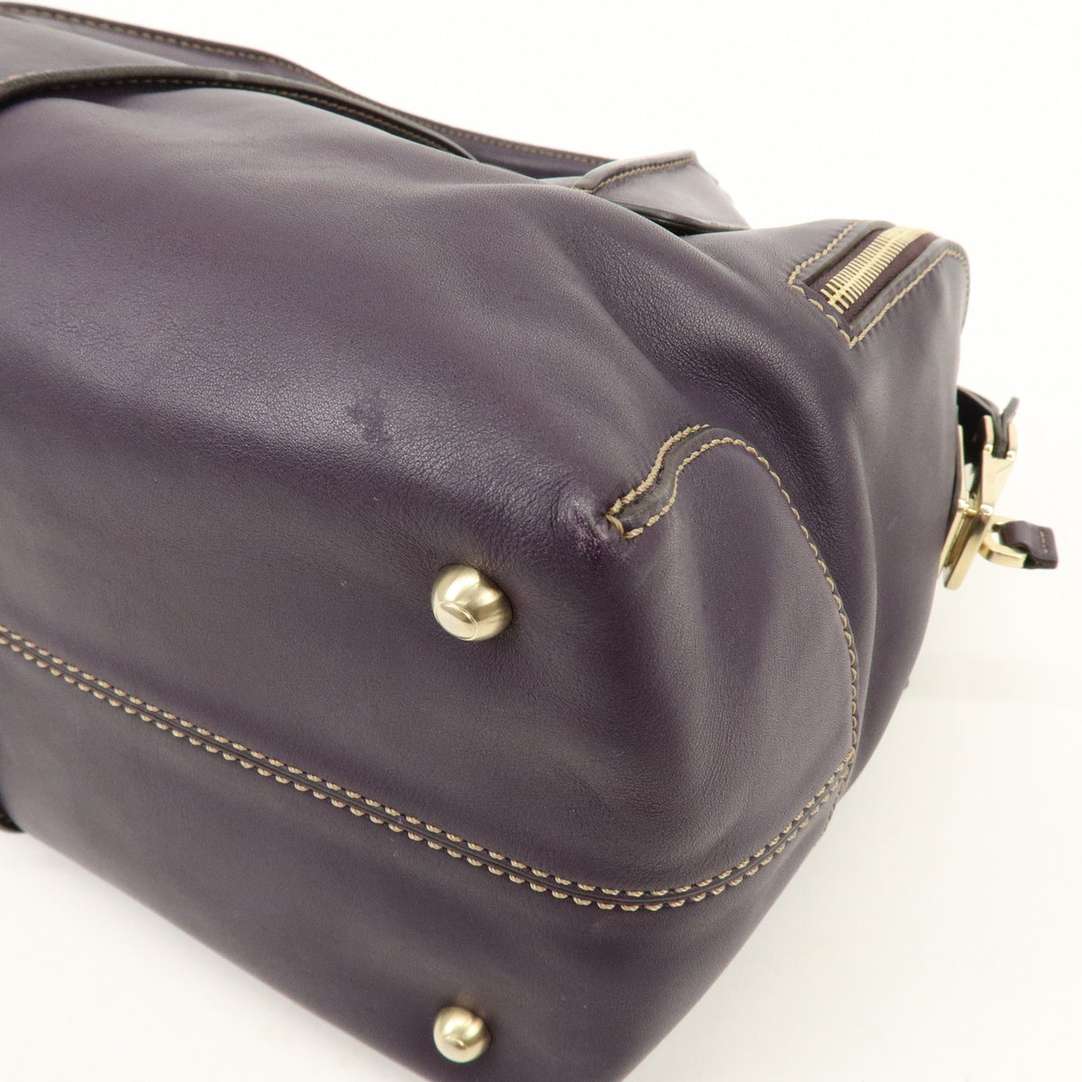 TOD'S Logo Leather 2Way Bag Shoulder Bag Purple