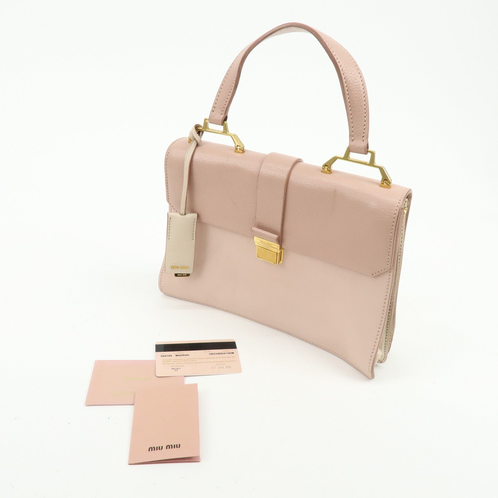 MIU MIU Madras Leather 2Way Bag Shoulder Bag Bi-Color Light Pink