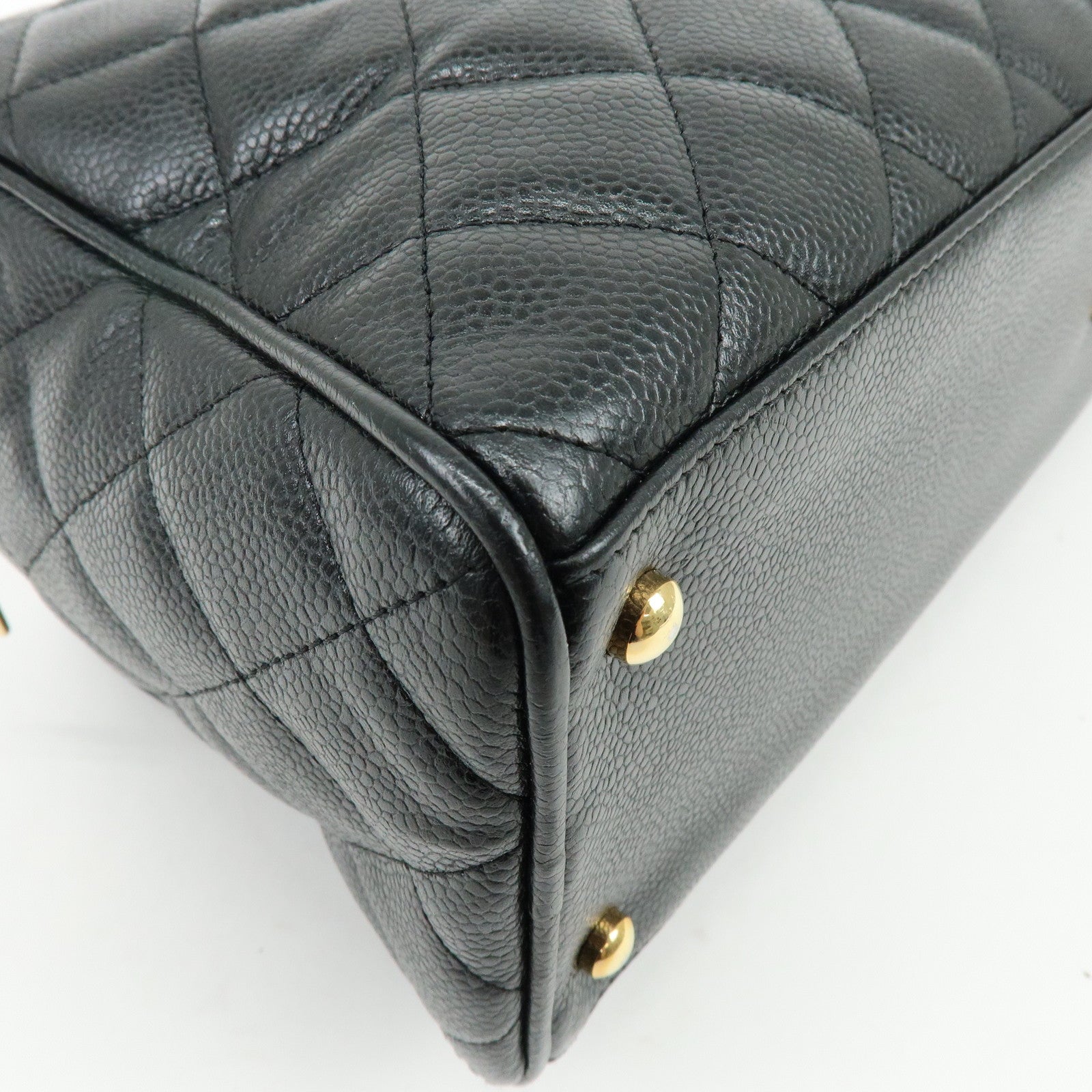 CHANEL Matelasse COCO Mark Caviarskin Boston Bag Hand Bag Black A20997