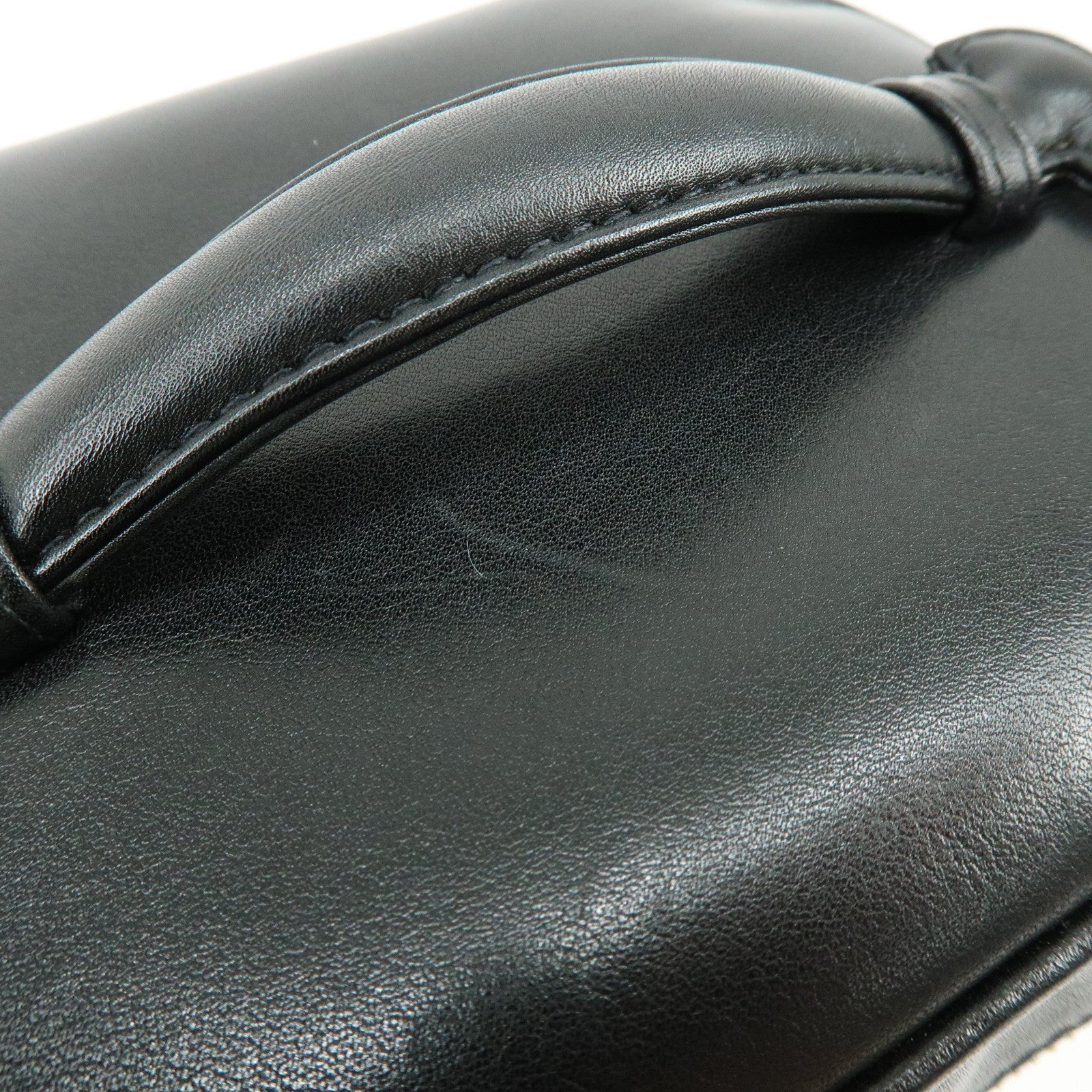 CHANEL Bicolore Lamb Skin Vanity Bag Hand Bag Black A01619