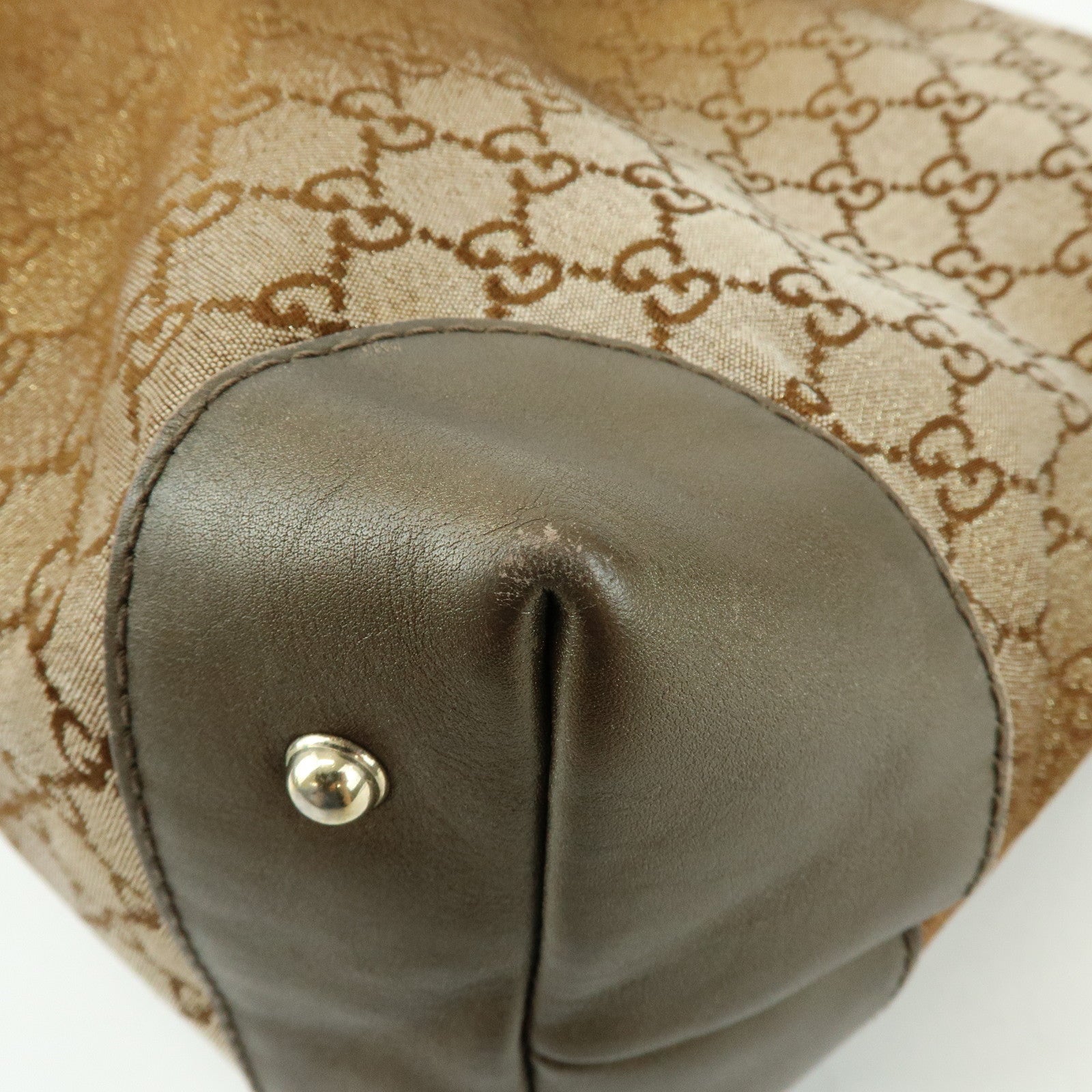 GUCCI Heart Bit GG Canvas Leather Shoulder Bag Bamboo Charm 269958