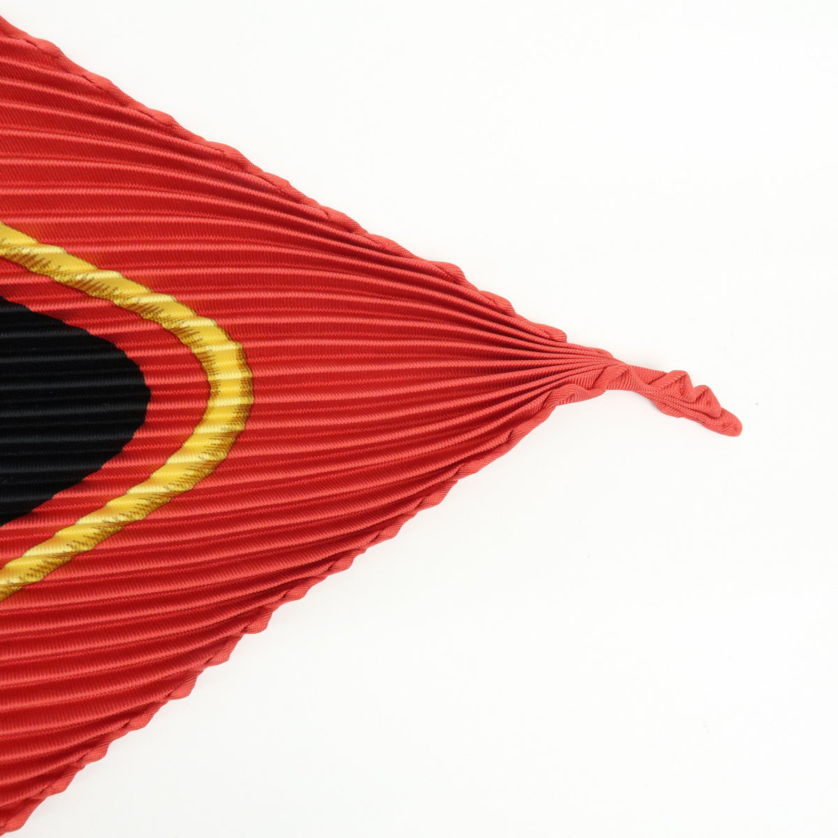HERMES Pleated Carre 90 Silk 100% Scarf Tigre Royal Black Red Gold