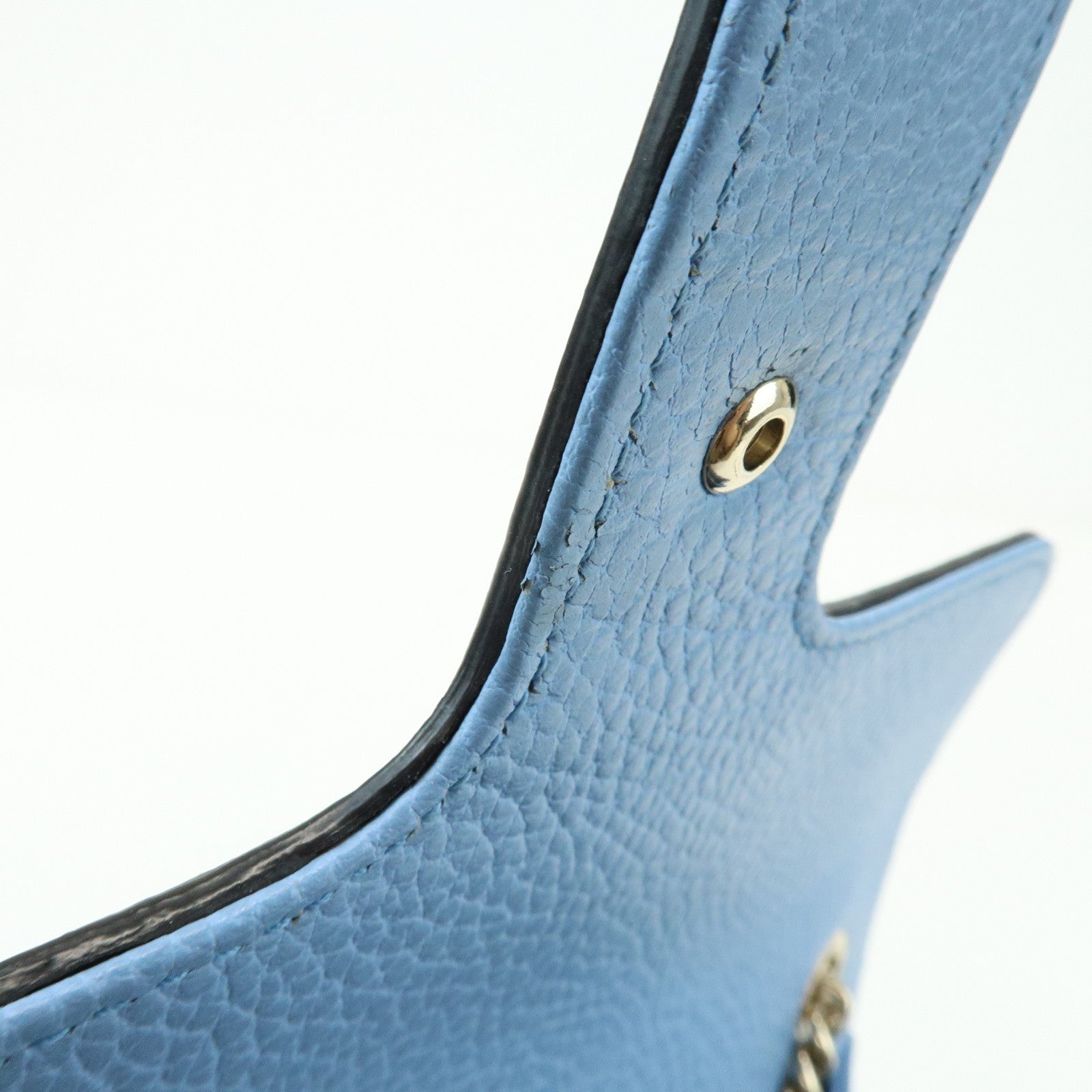 GUCCI Interlocking G Leather Chain Shoulder Bag Light Blue 510304