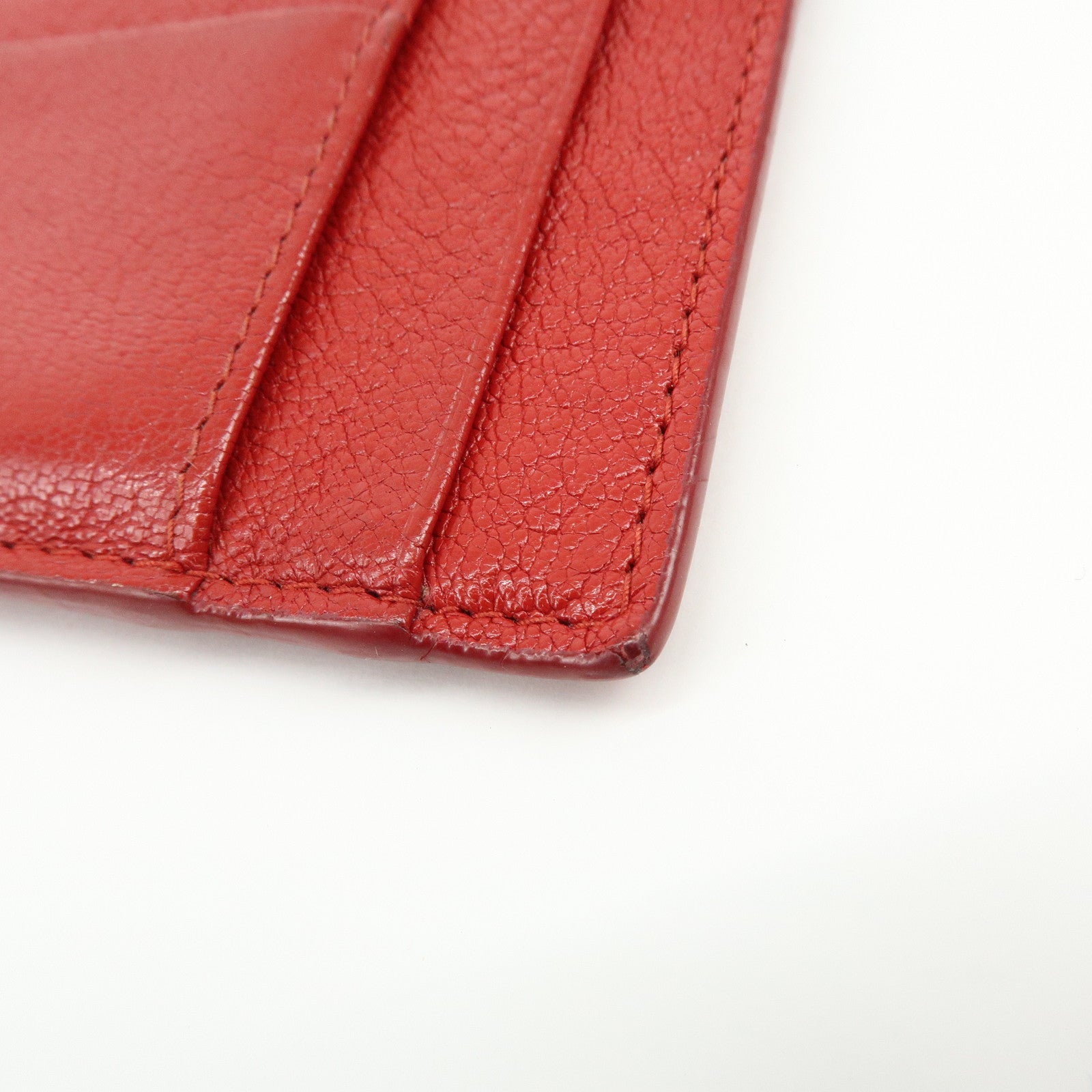 MIU MIU Madras Leather Slim Card Holder Fragment Coin Case Red 5MC446