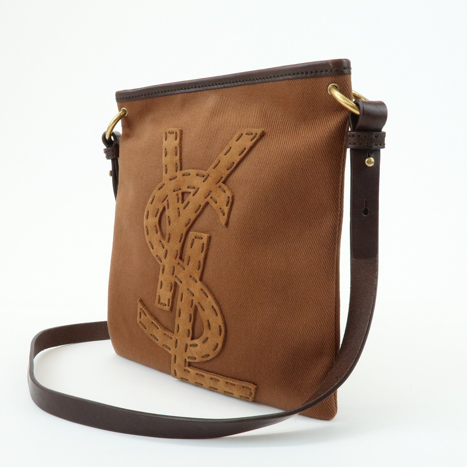 SAINT LAURENT PARIS Kahara Cassandra Canvas Leather Shoulder Bag