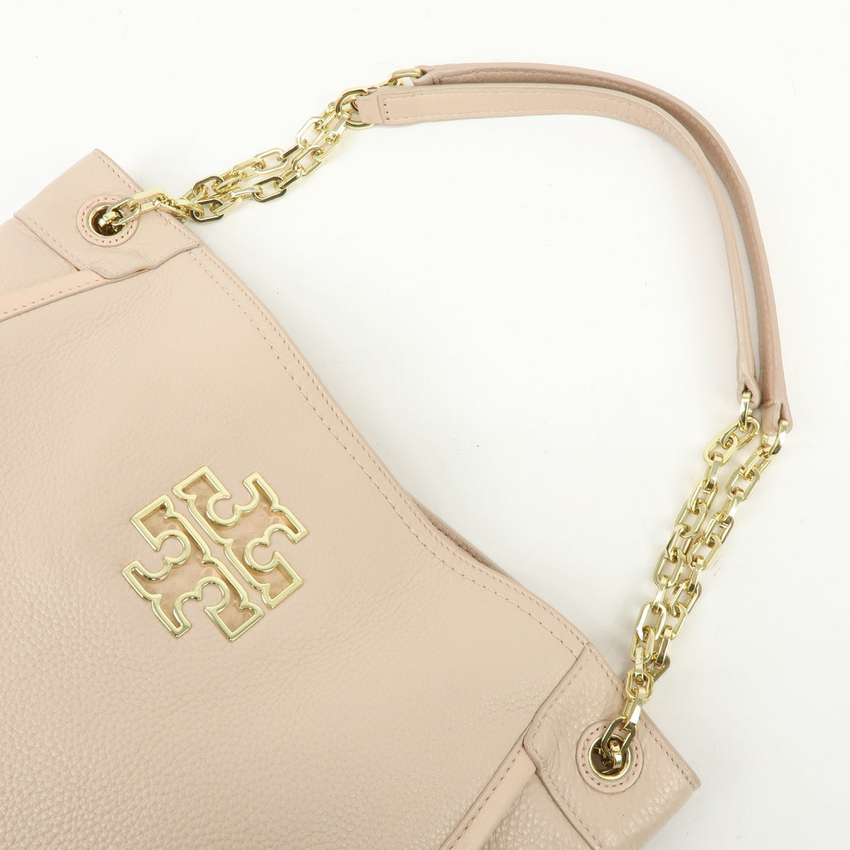 TORY BURCH Logo Britten Leather Chain Shoulder Bag Tote Bag Pink