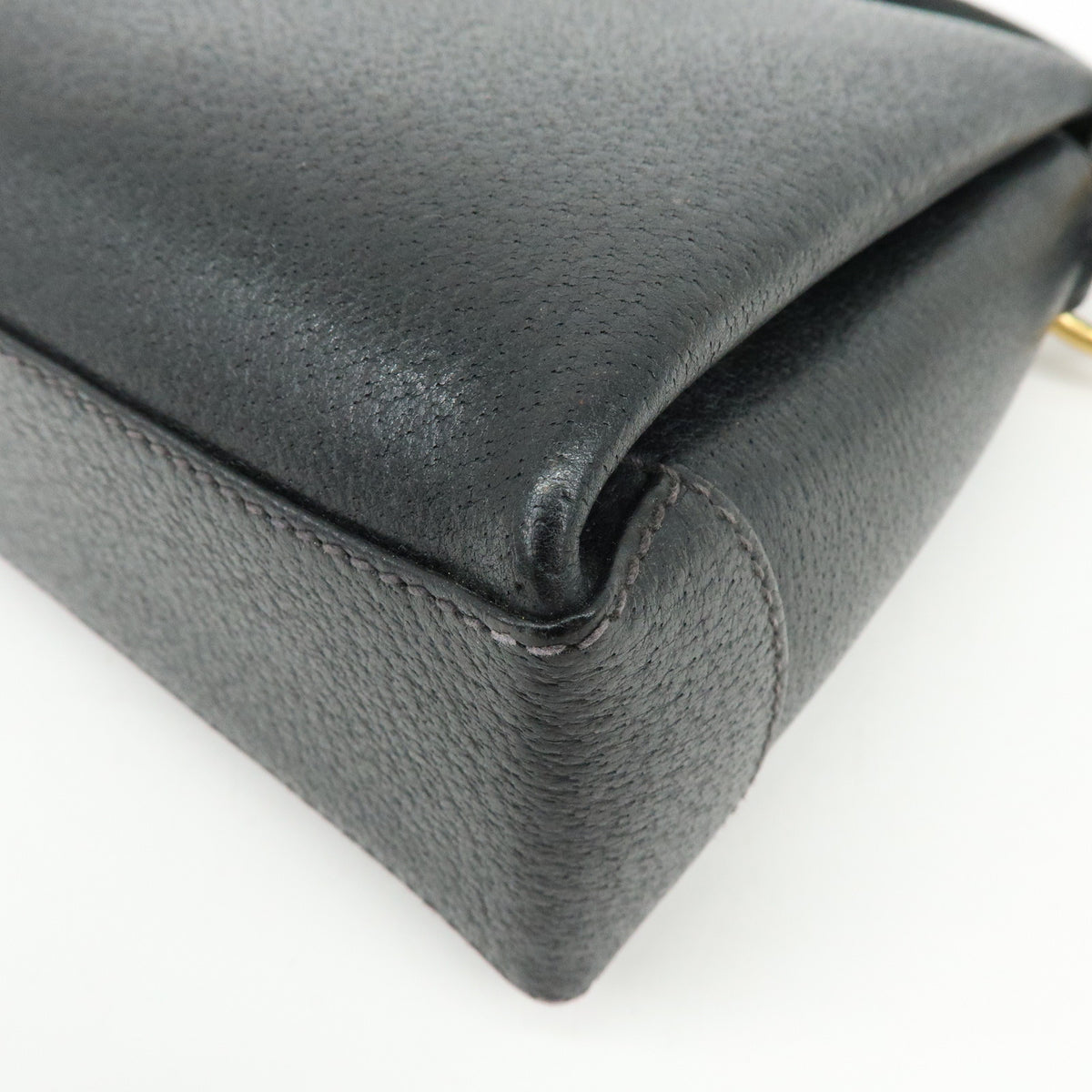 GUCCI Bamboo Turn Lock Leather Mini Hand Bag Black 000・33・0249