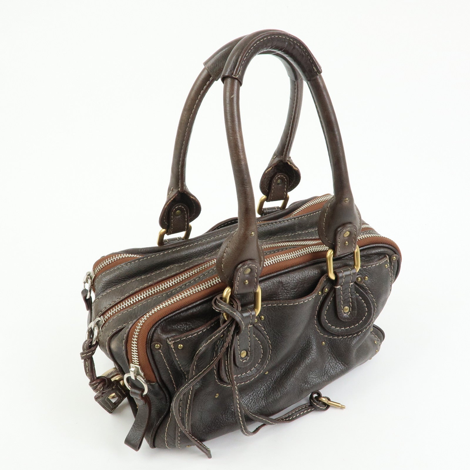 Chloe Paddington Leather Mini Hand Bag Shoulder Bag Brown