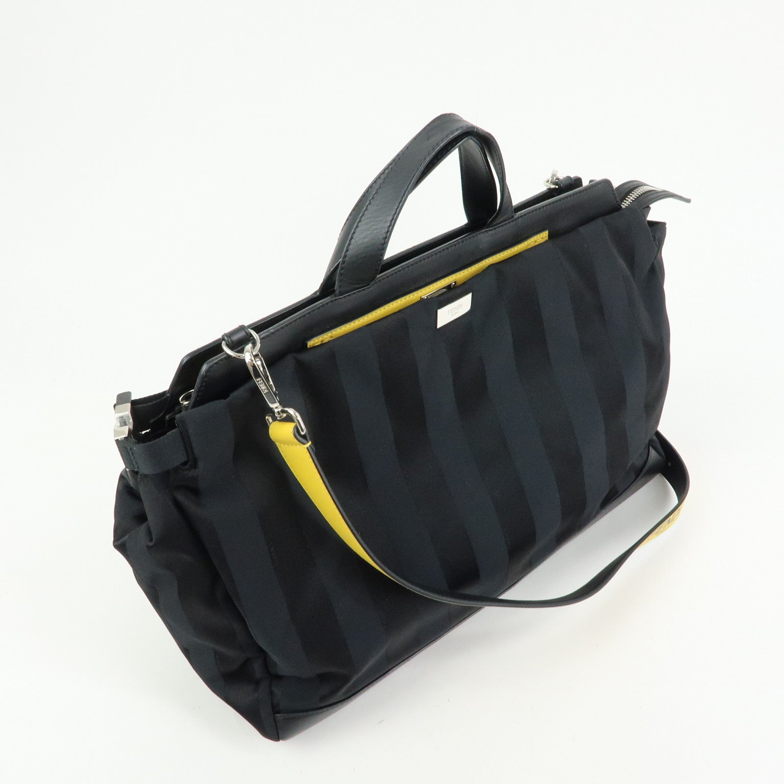 FENDI Pequin Peekaboo Iconic Medium Nylon 2Way Bag Hand Bag 7VA501