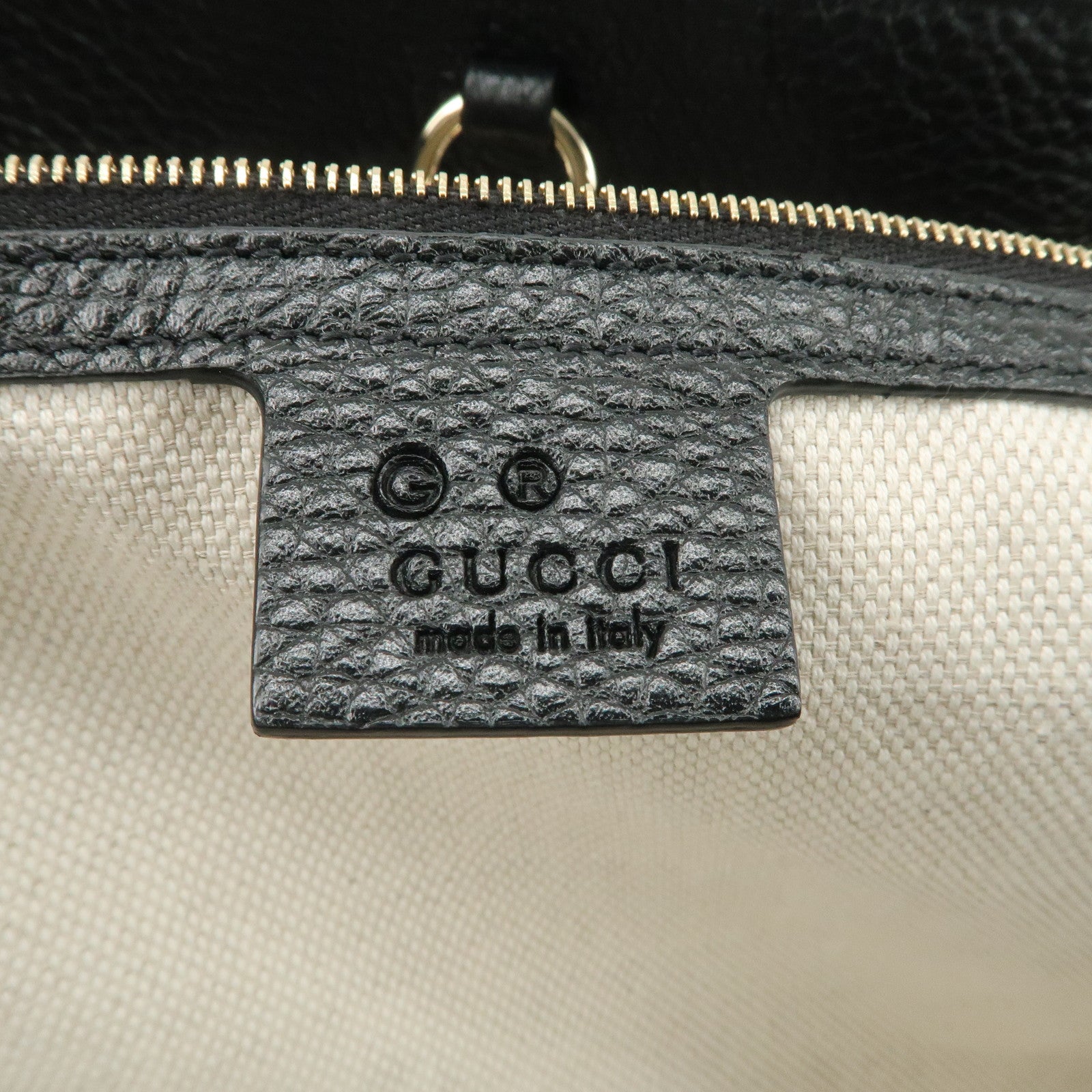 GUCCI SOHO Interlocking G Leather Chain Shoulder Bag Black 536196