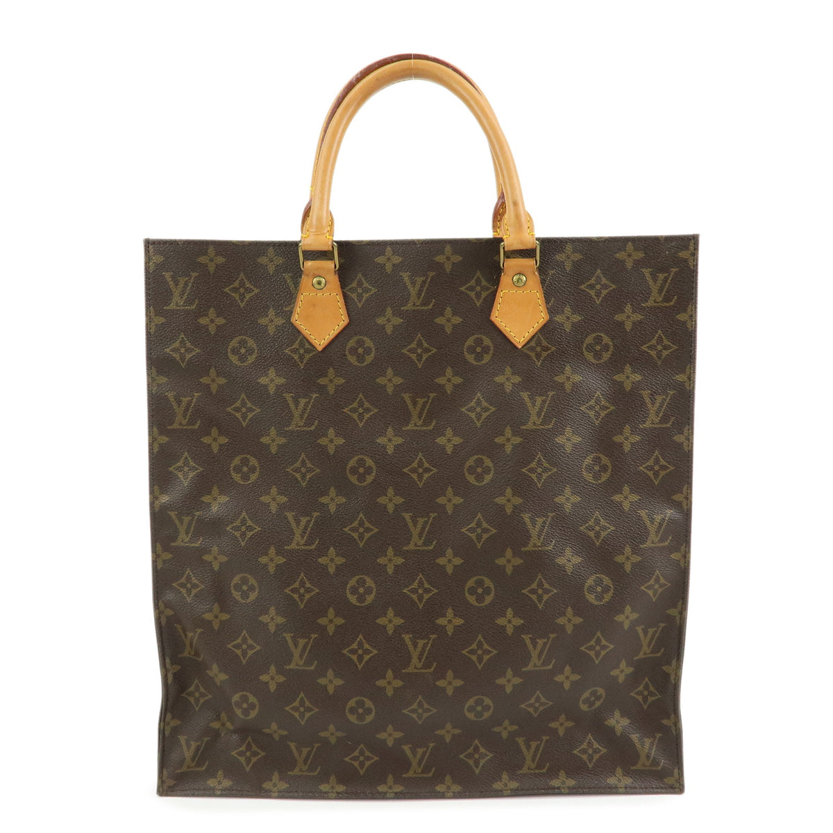 Louis Vuitton Monogram Sac Plat Tote Bag Hand Bag Brown M51140