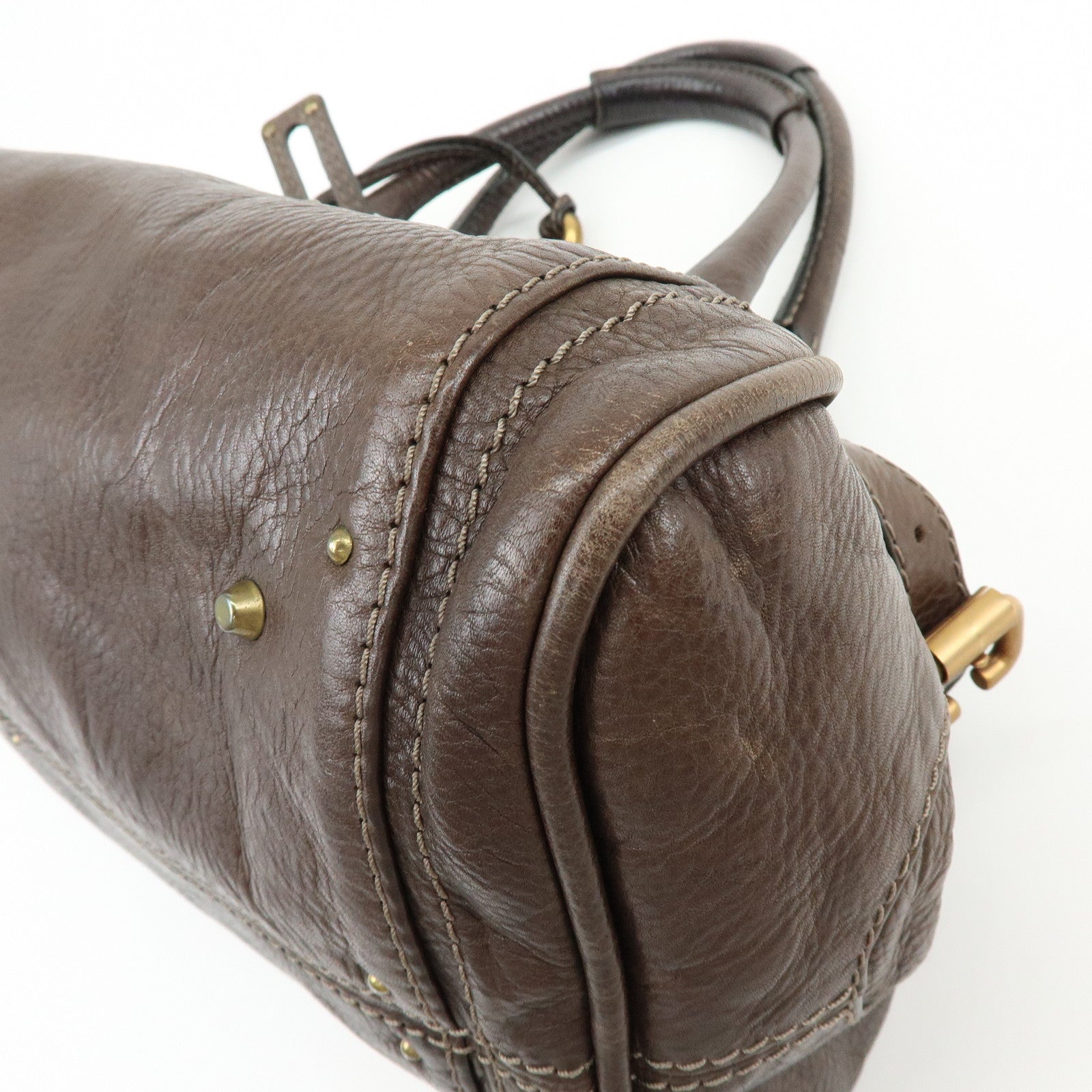 Chloe Paddington Leather Hand Bag Shoulder Bag Dark Brown