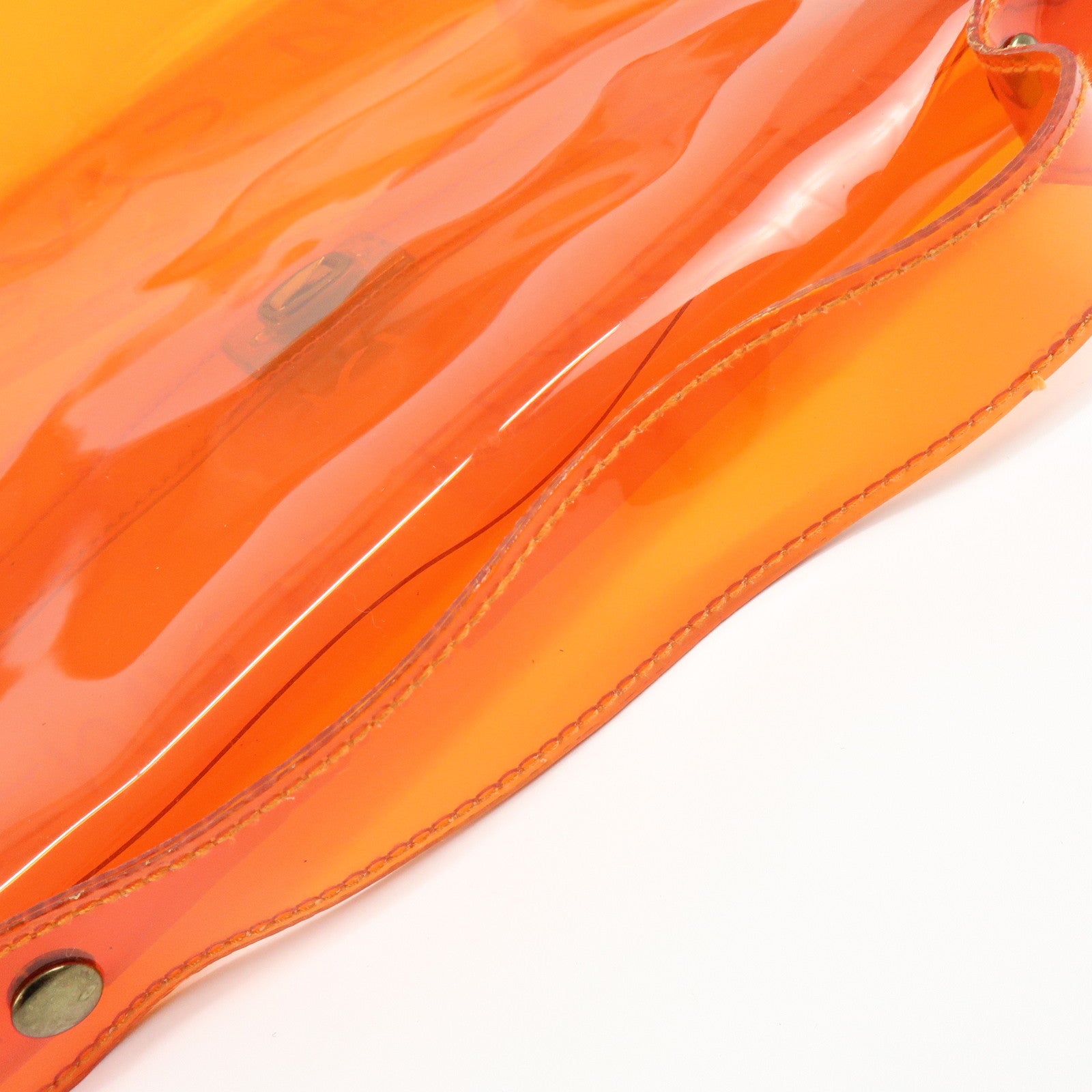HERMES Kelly Vinyl Hand Bag SOUVENIR DE L'EXPOSITION Orange