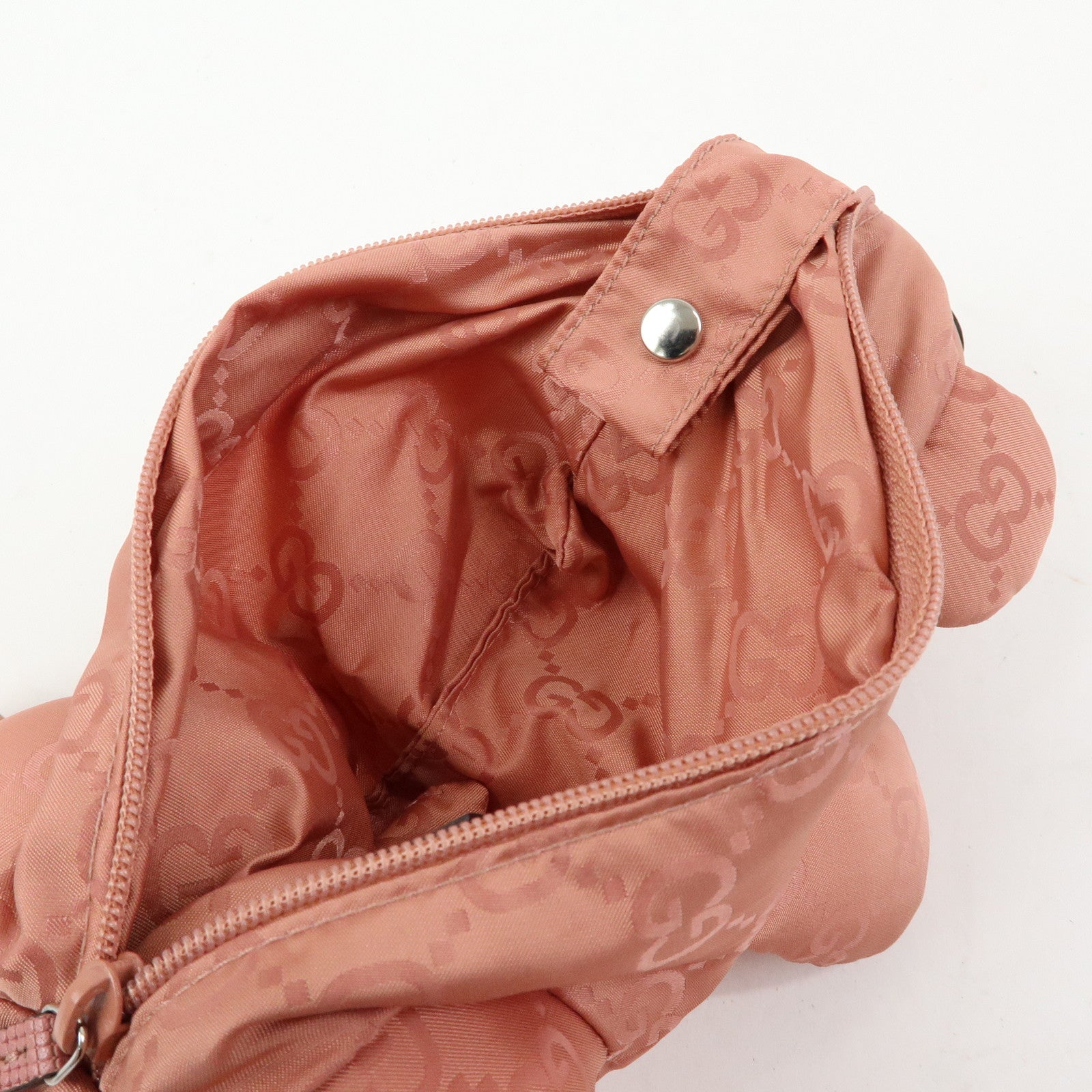 GUCCI Teddy Bear GG Nylon Cosmetic Pouch Bag Charm Pink 223669