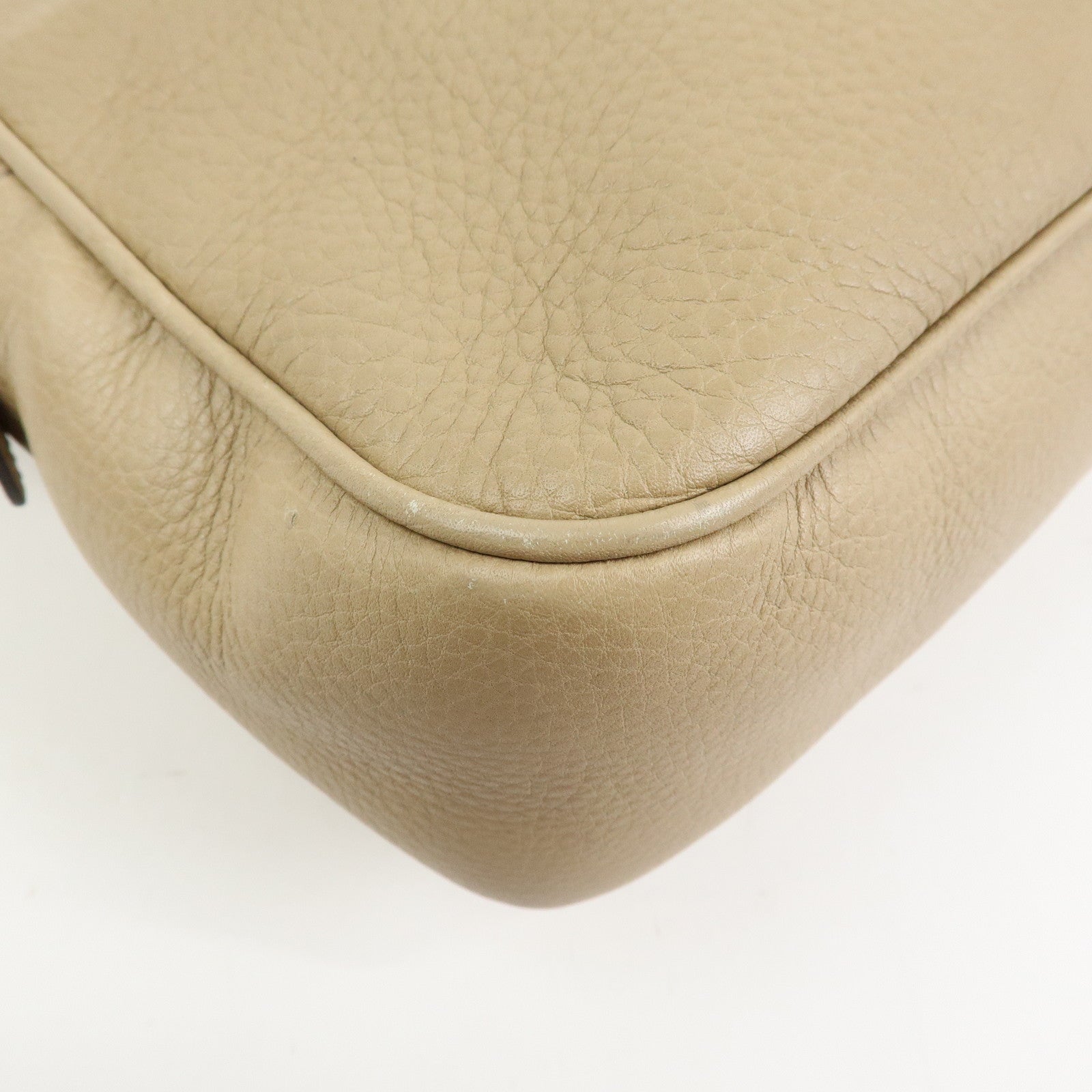 GUCCI SOHO Interlocking G Leather Shoulder Bag Beige 308983