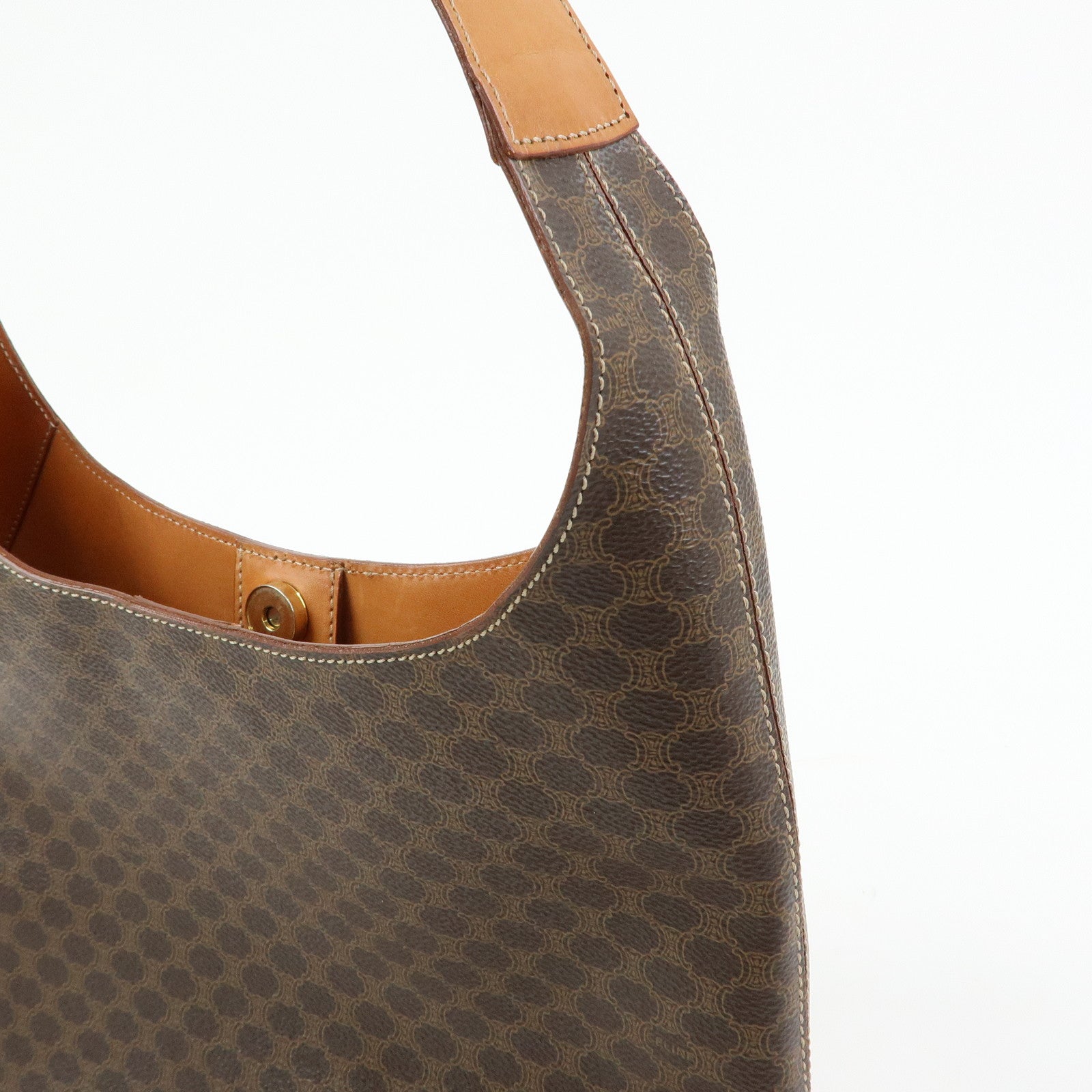 CELINE Macadam PVC Leather Shoulder Bag Brown