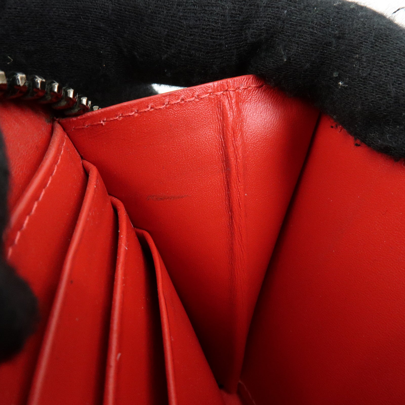 Christian Louboutin Studs Leather Round Zippy Long Wallet Black