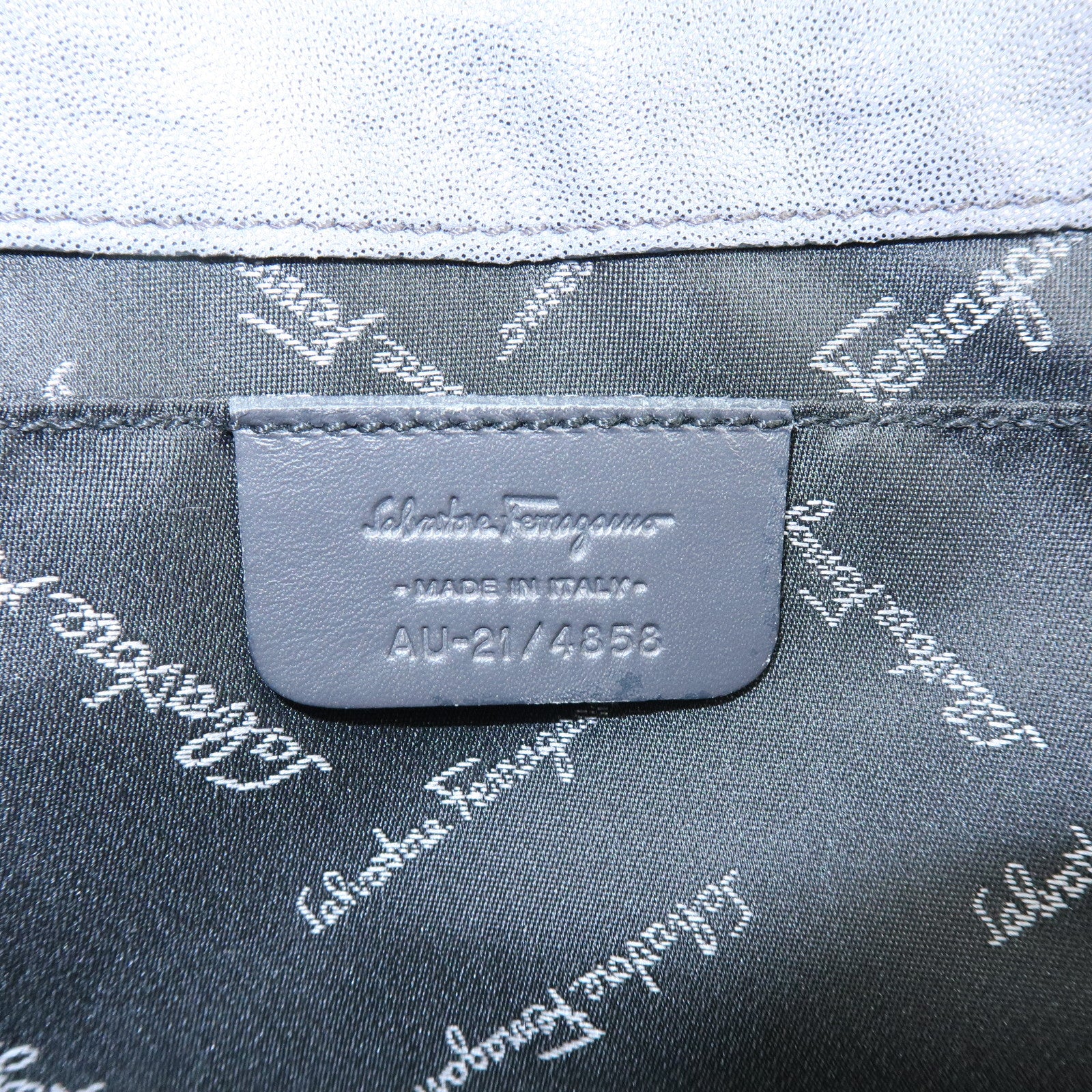 Ferragamo Vara Ribbon Leather Shoulder Bag Clutch Bag Metallic Gray