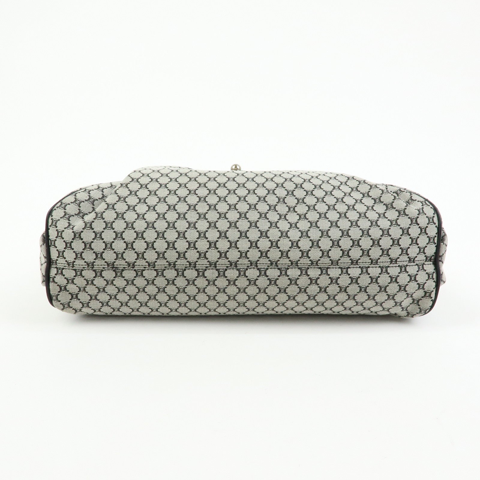 CELINE Macadam Canvas Leather Shoulder Bag Grey Black Silver