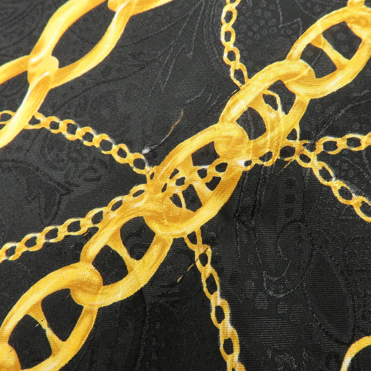 CHANEL Lot of 2 Silk 100% Scarf Flower Jewelry Motif Black Gold