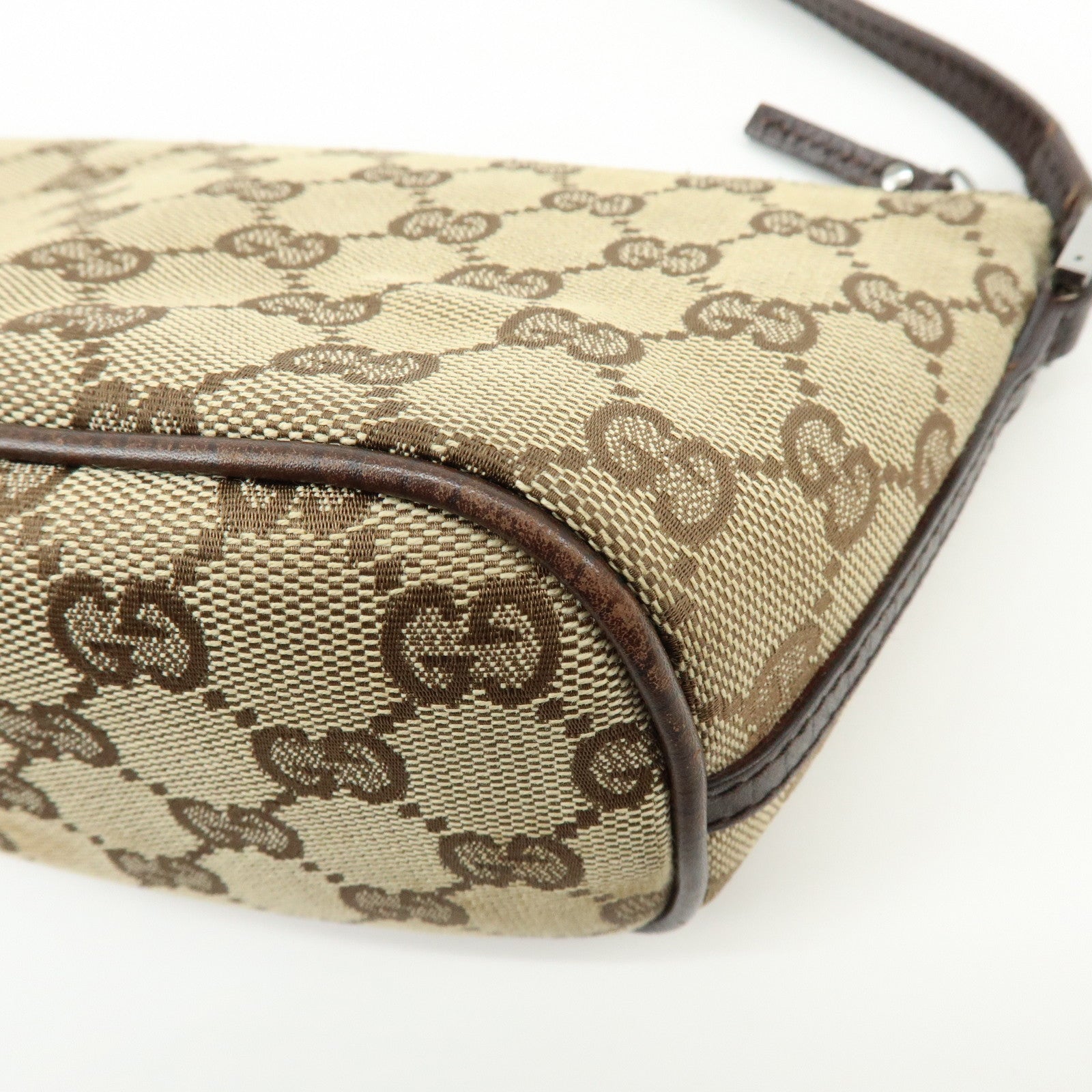 GUCCI Boat Bag GG Canvas Leather Hand Bag Accessory Pouch 07198