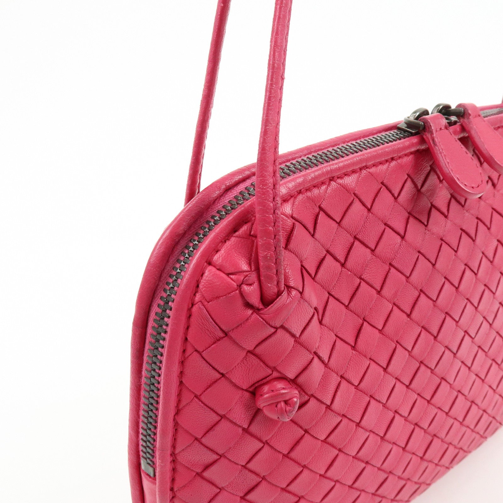 BOTTEGA VENETA Inttrecciato Nodini Leather Shoulder Bag Pink