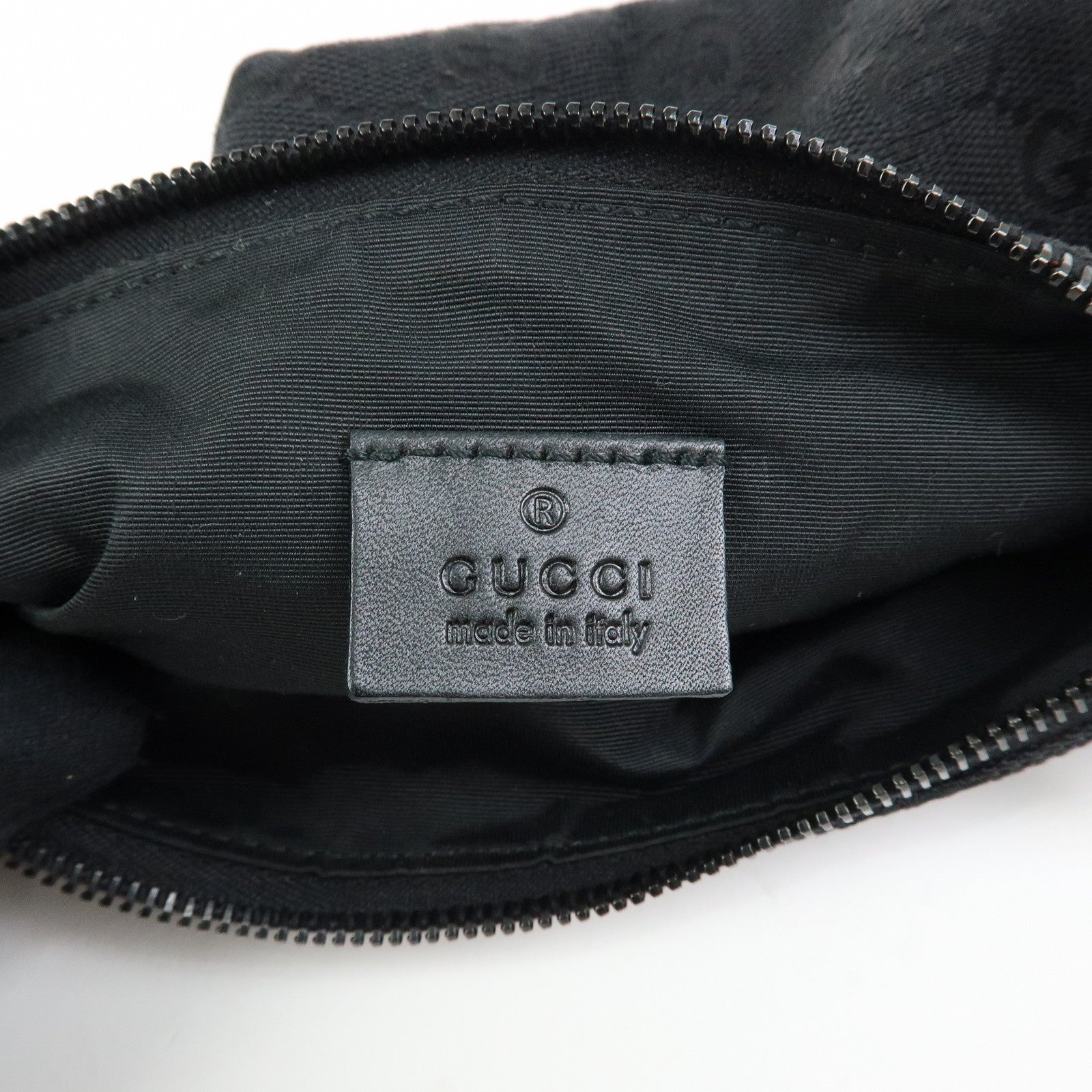 GUCCI GG Canvas Leather Hand Bag Accessory Pouch Black 103399