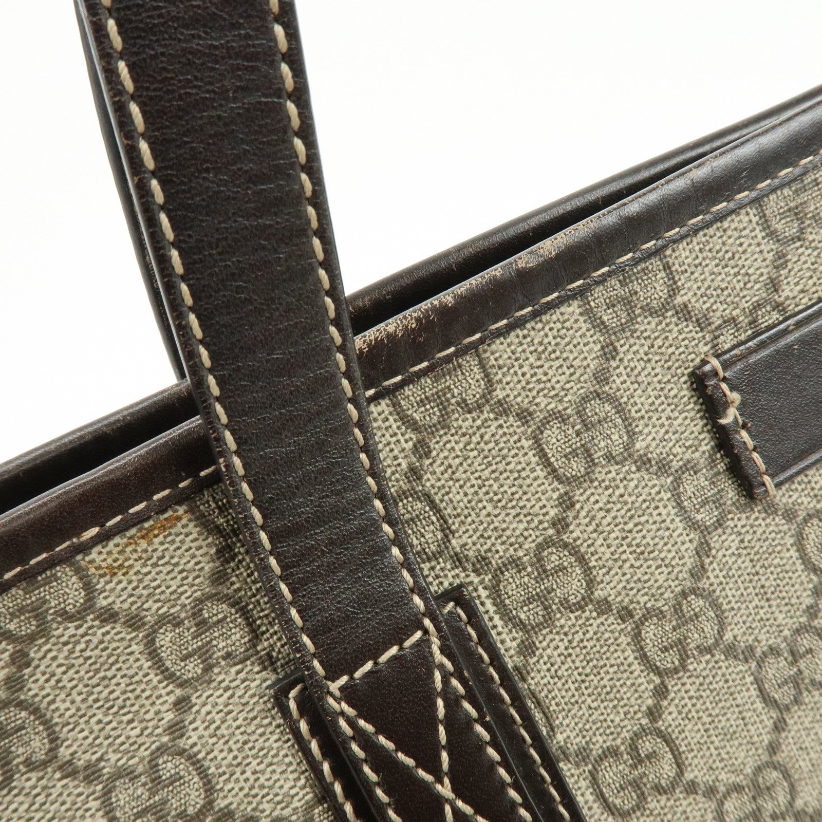 GUCCI GG Supreme Leather Tote Bag Shoulder Bag Beige Brown 211137