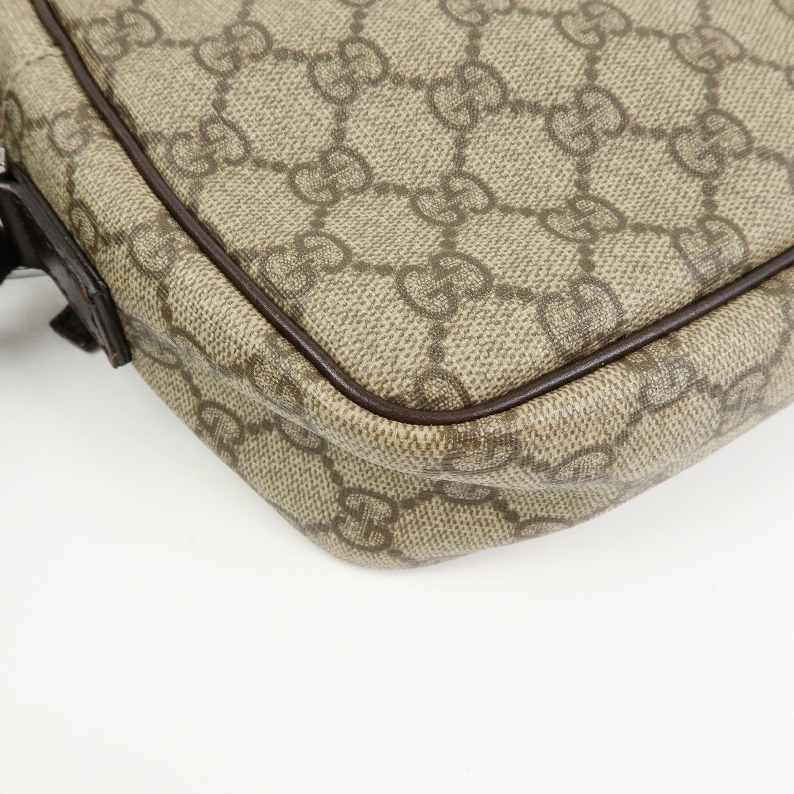 Gucci GG Canvas Leather Shoulder Bag Crossbody Bag Brown 114291