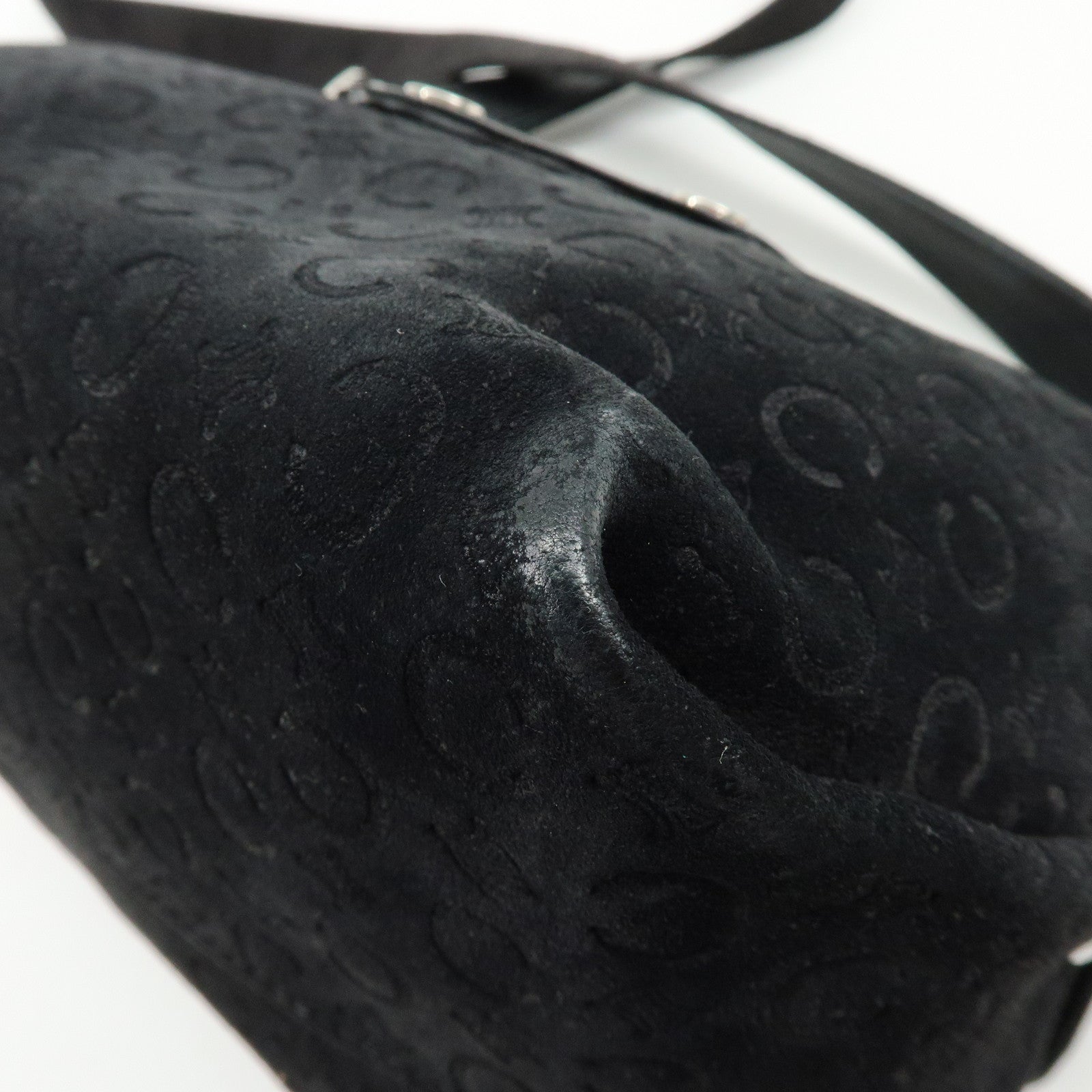 CELINE C Macadam Suede Leather Shoulder Crossbody Bag Black