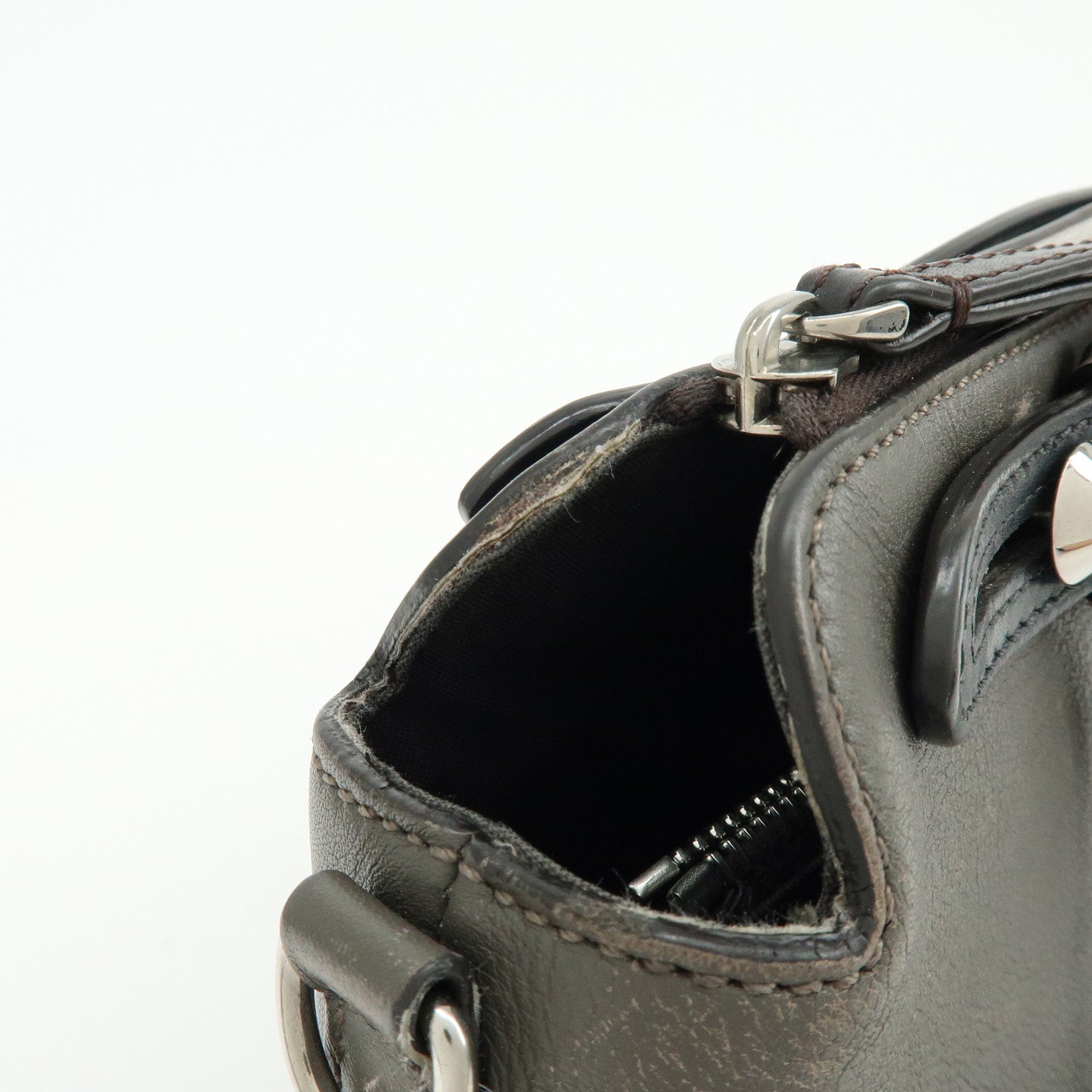FENDI By The Way Medium 2Way Bag Hand Bag Shoulder Bag Gray 8BL146