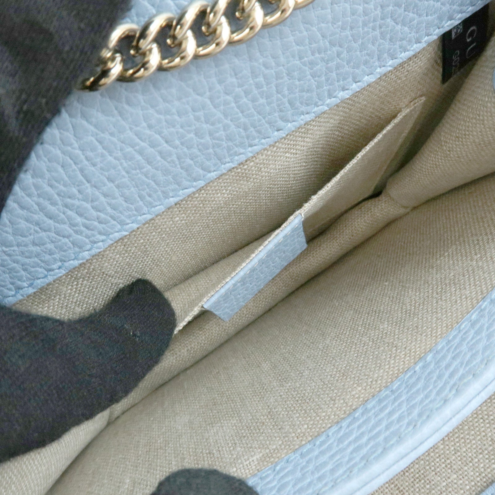GUCCI Interlocking G Leather Chain Shoulder Bag Light Blue 510304