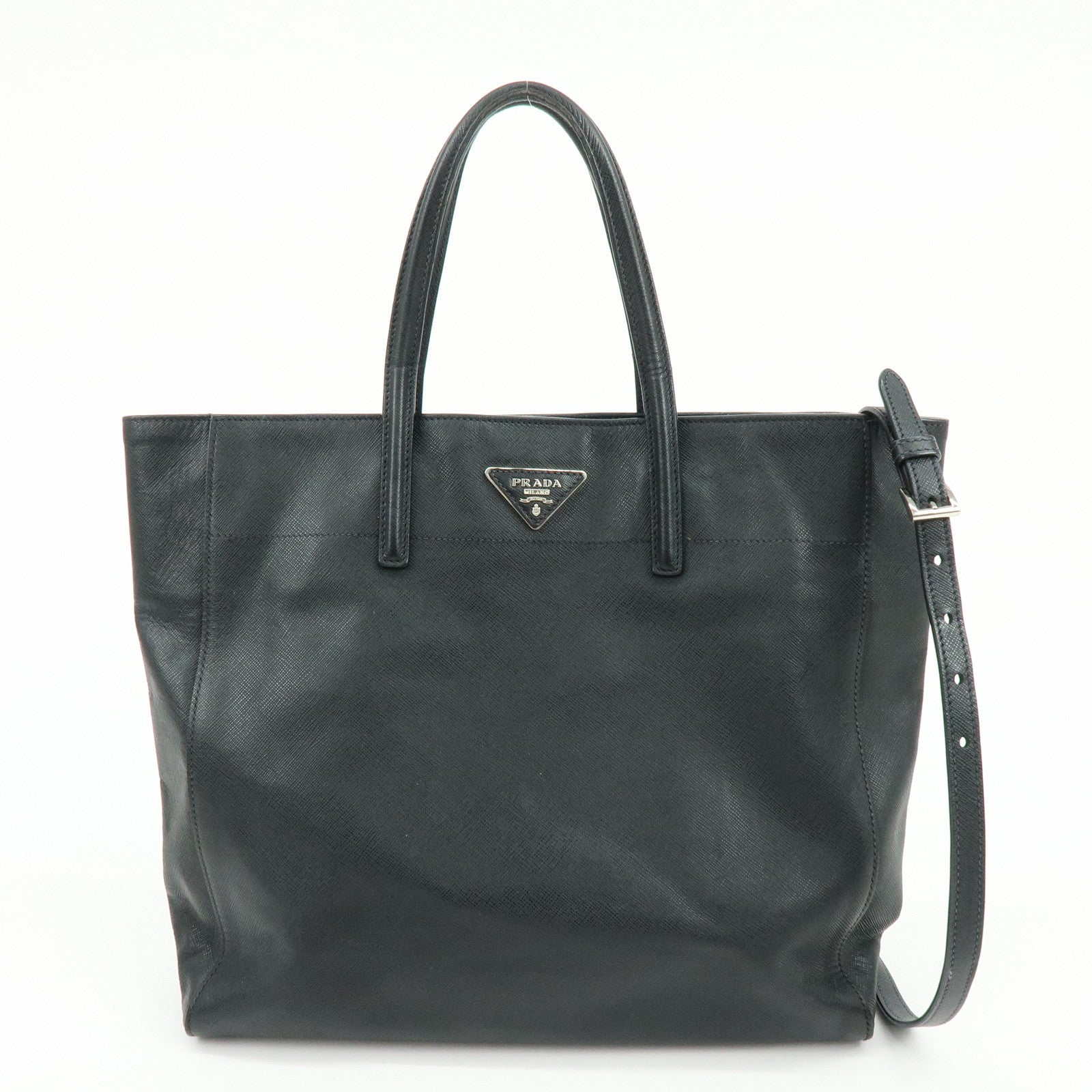 PRADA Triangle Logo Saffiano Leather 2Way Bag Shoulder Bag Black BN2666