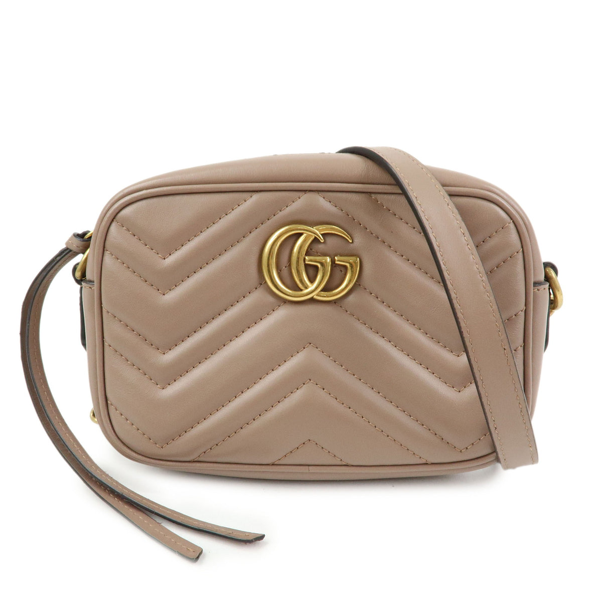 GUCCI GG Marmont Double G Leather Chain Shoulder Bag Pink 448065