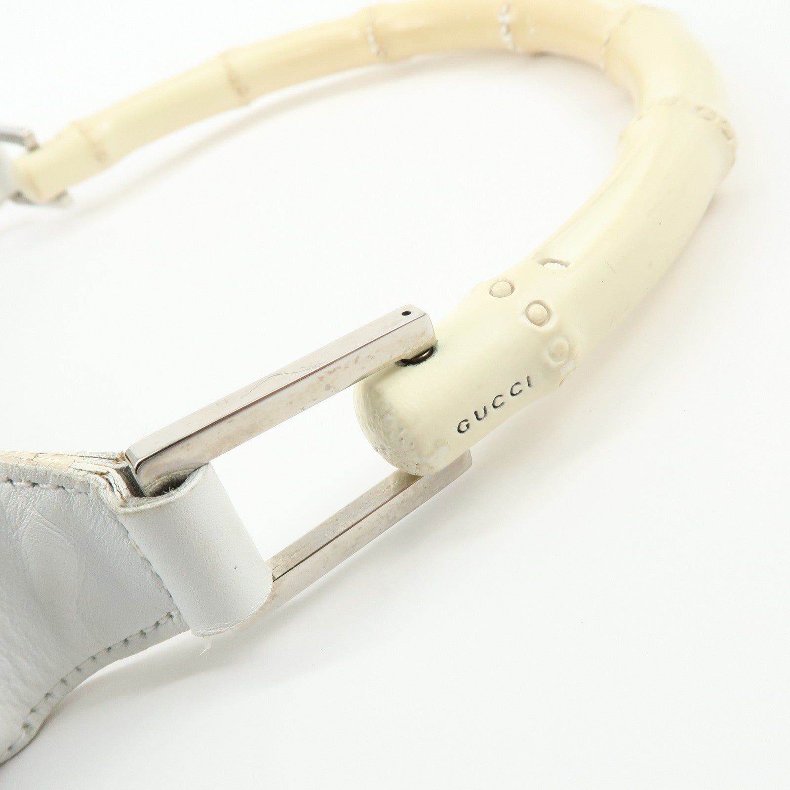 GUCCI Bamboo GG Canvas Leather Shoulder Bag Beige 001・4033・200047