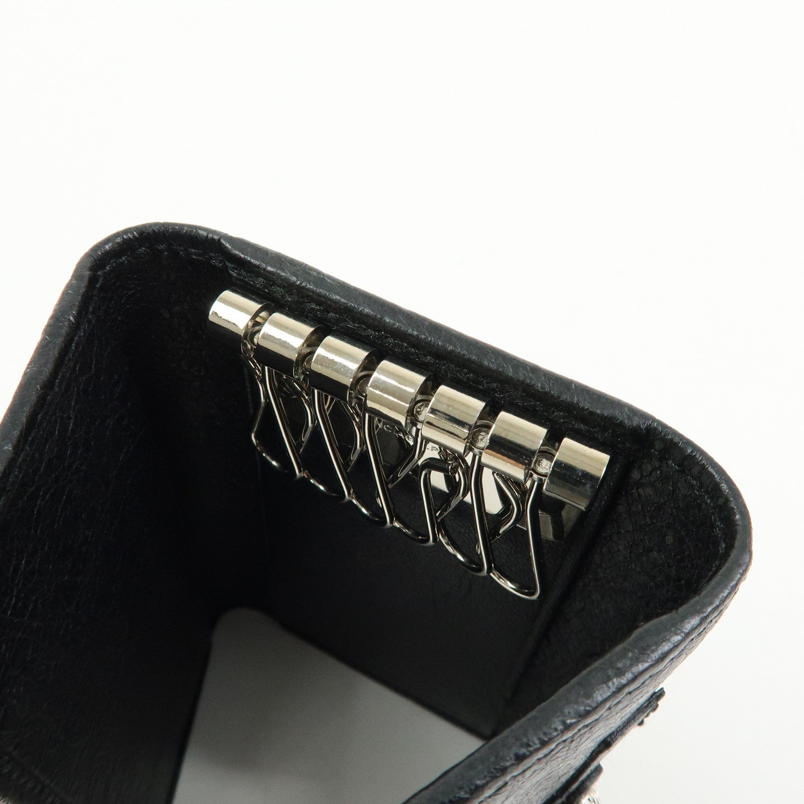BALENCIAGA Leather Giant Osaka 6 Ring Key Case Key Holder Black 285377