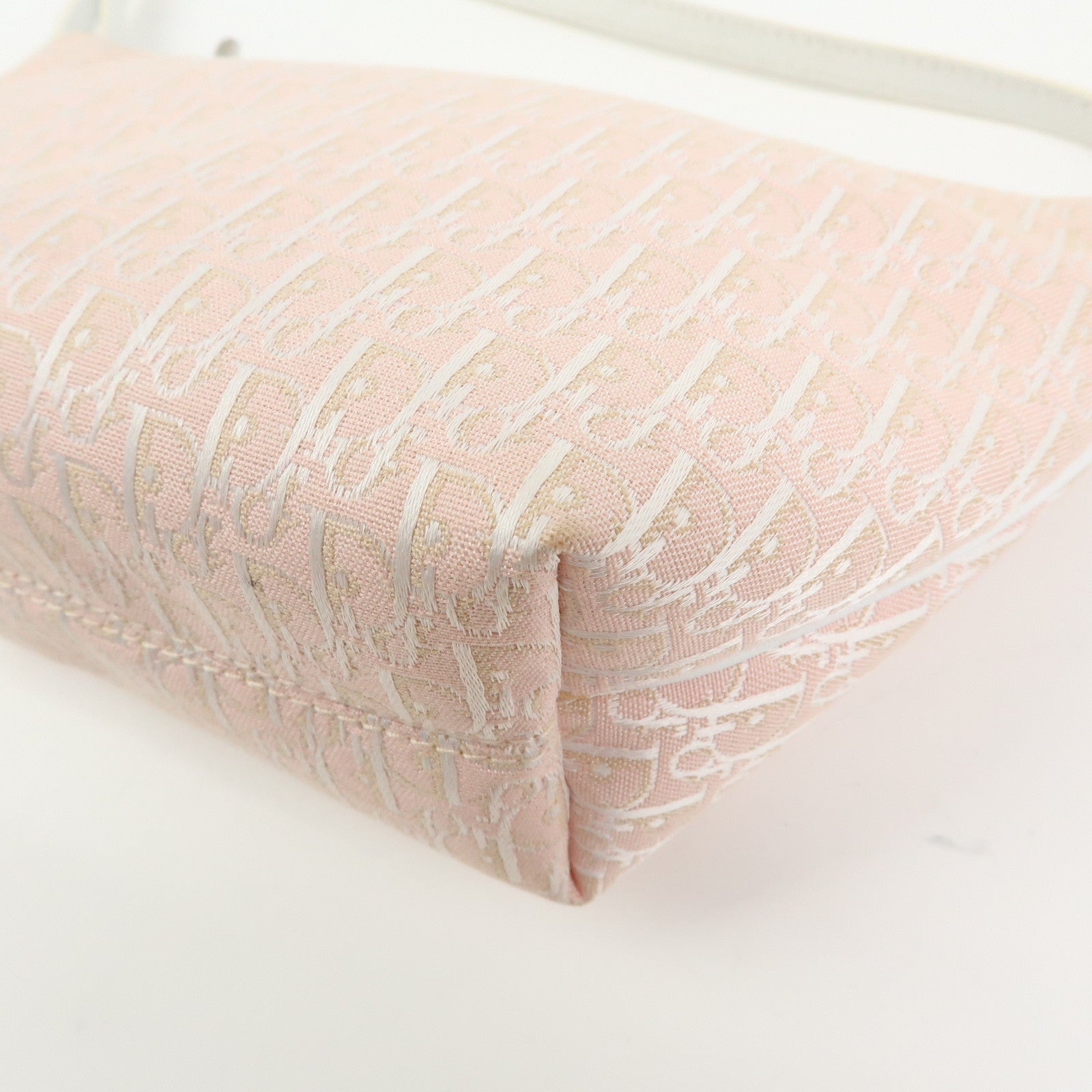 Christian Dior Trotter Canvas Leather Pouch Hand Bag Pink White
