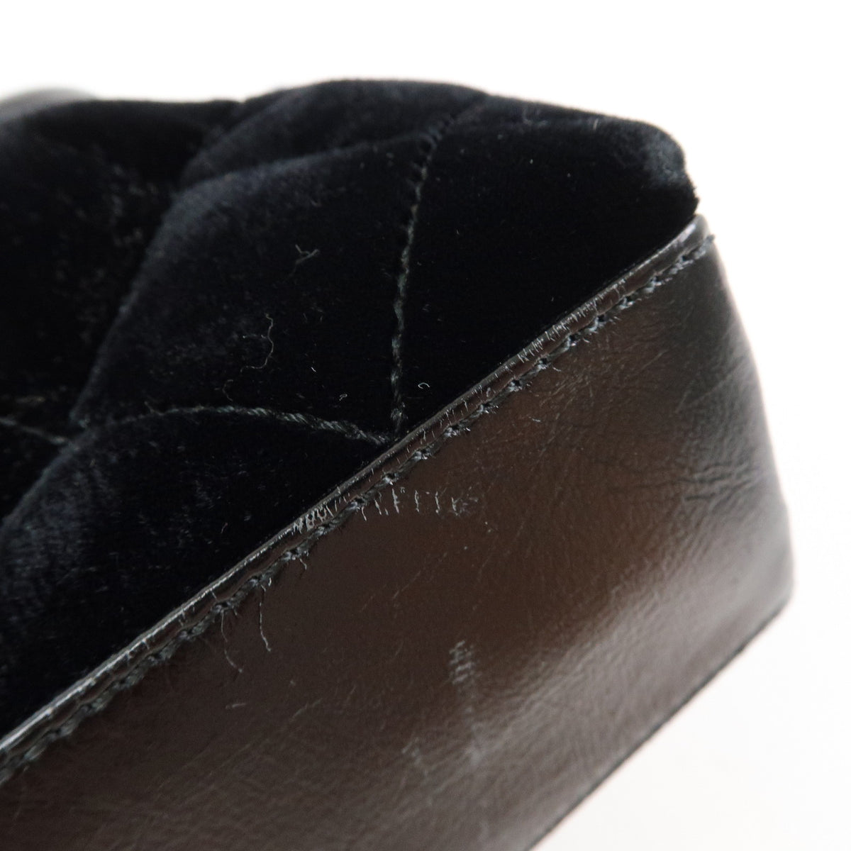 CHANEL Matelasse Velour Leather Ring Handle Hand Bag Black