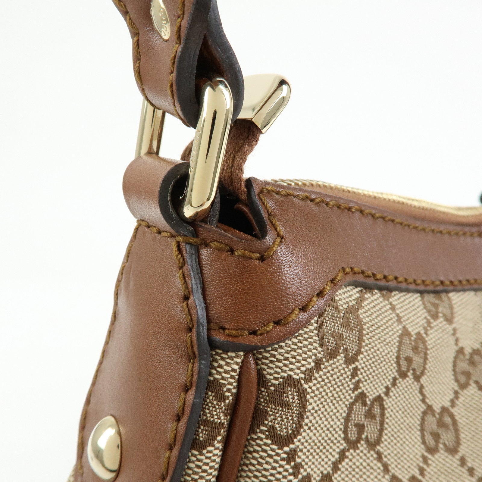 GUCCI Sukey Interlocking G GG Canvas Leather Shoulder Bag Beige 232955