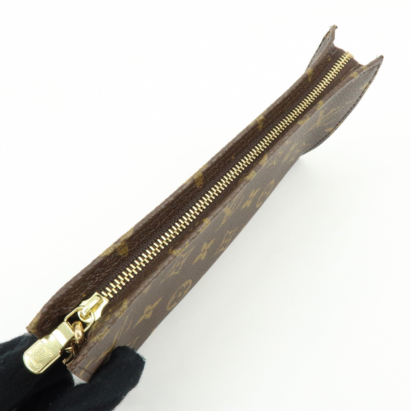 Louis Vuitton Monogram Leather Pouch for Baguette GM Brown Gold