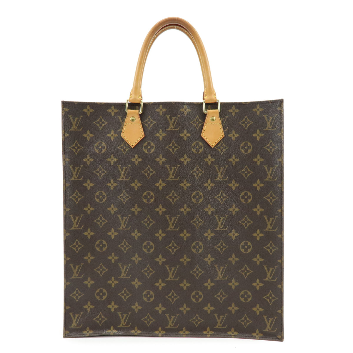 Louis Vuitton Monogram Sac Plat Tote Bag Hand Bag Brown M51140