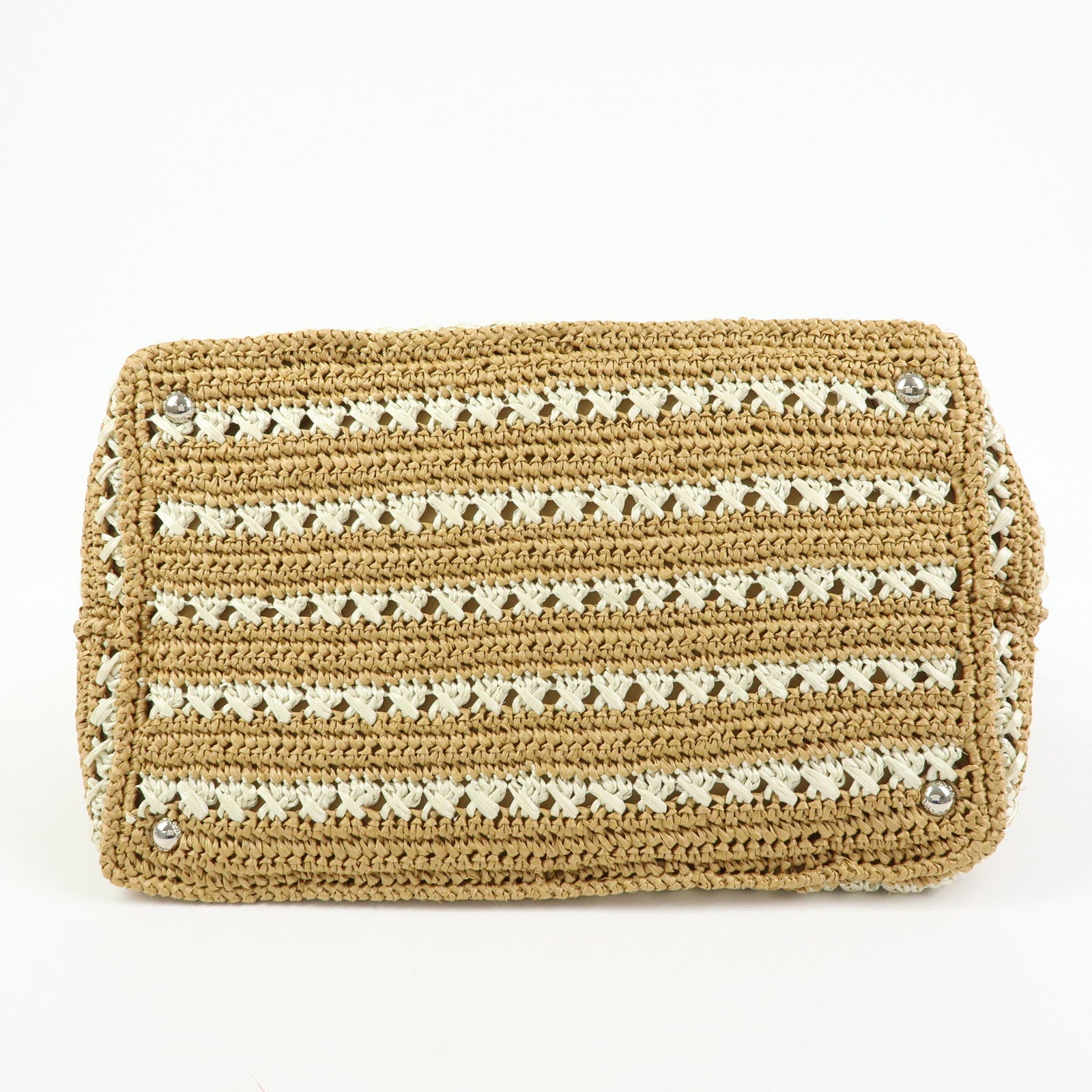 PRADA Canapa Raffia 2Way Bag Hand Bag Shoulder Bag Beige BN2888