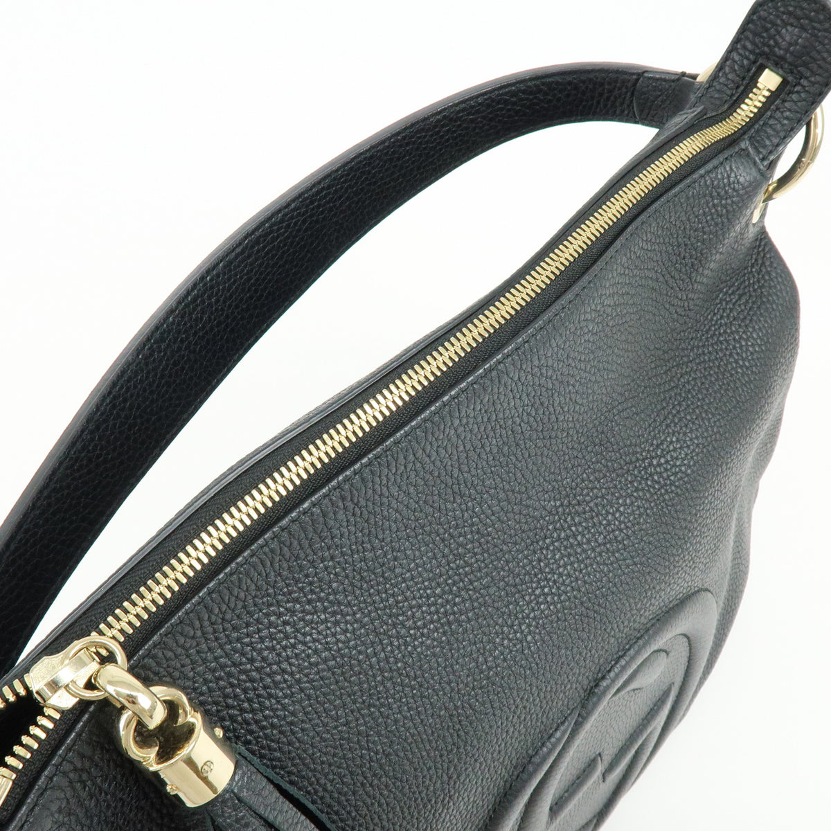 GUCCI SOHO Interlocking G Leather 2Way Hand Shoulder Bag Black 536194