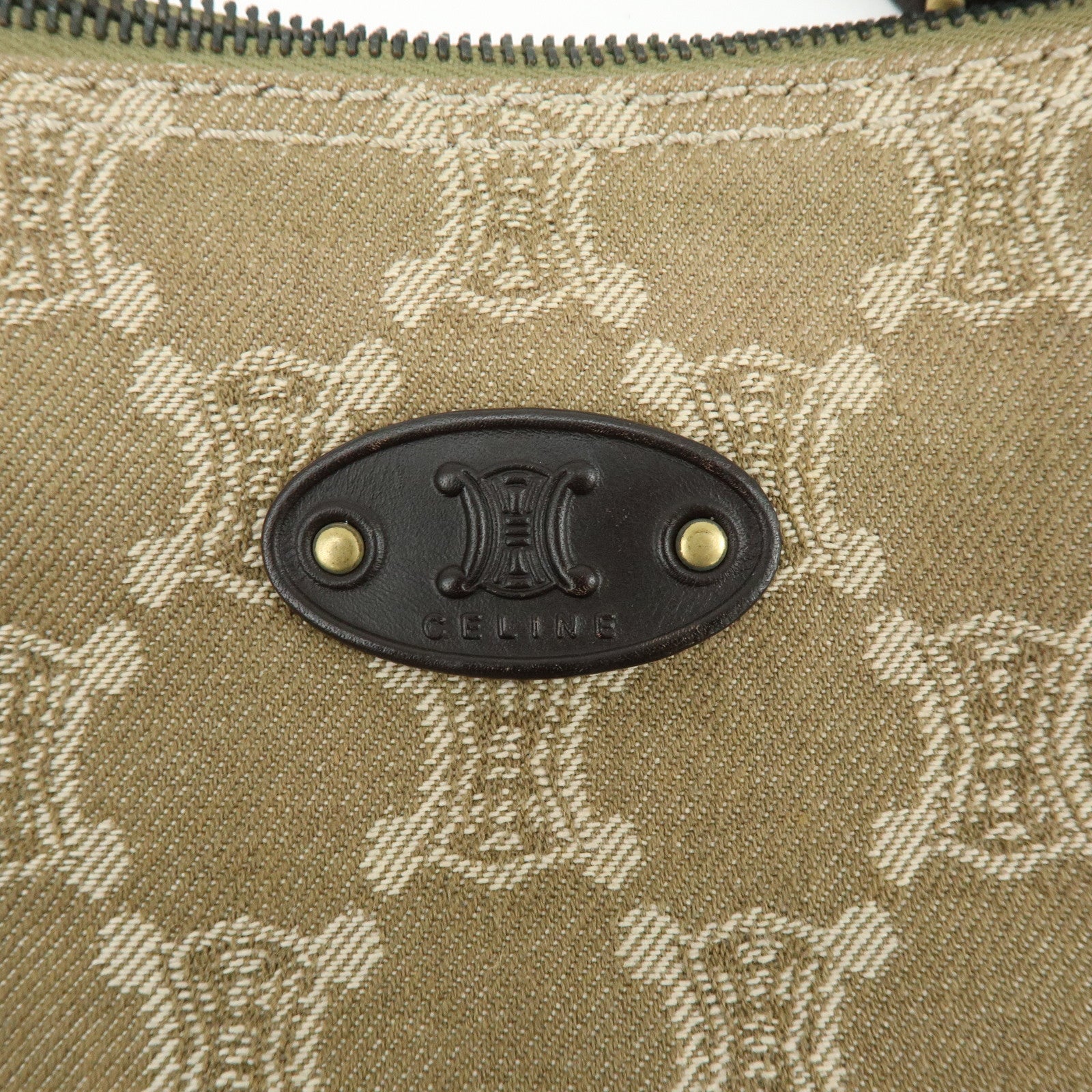 CELINE Macadam Canvas Leather Shoulder Bag Crossbody Bag Beige