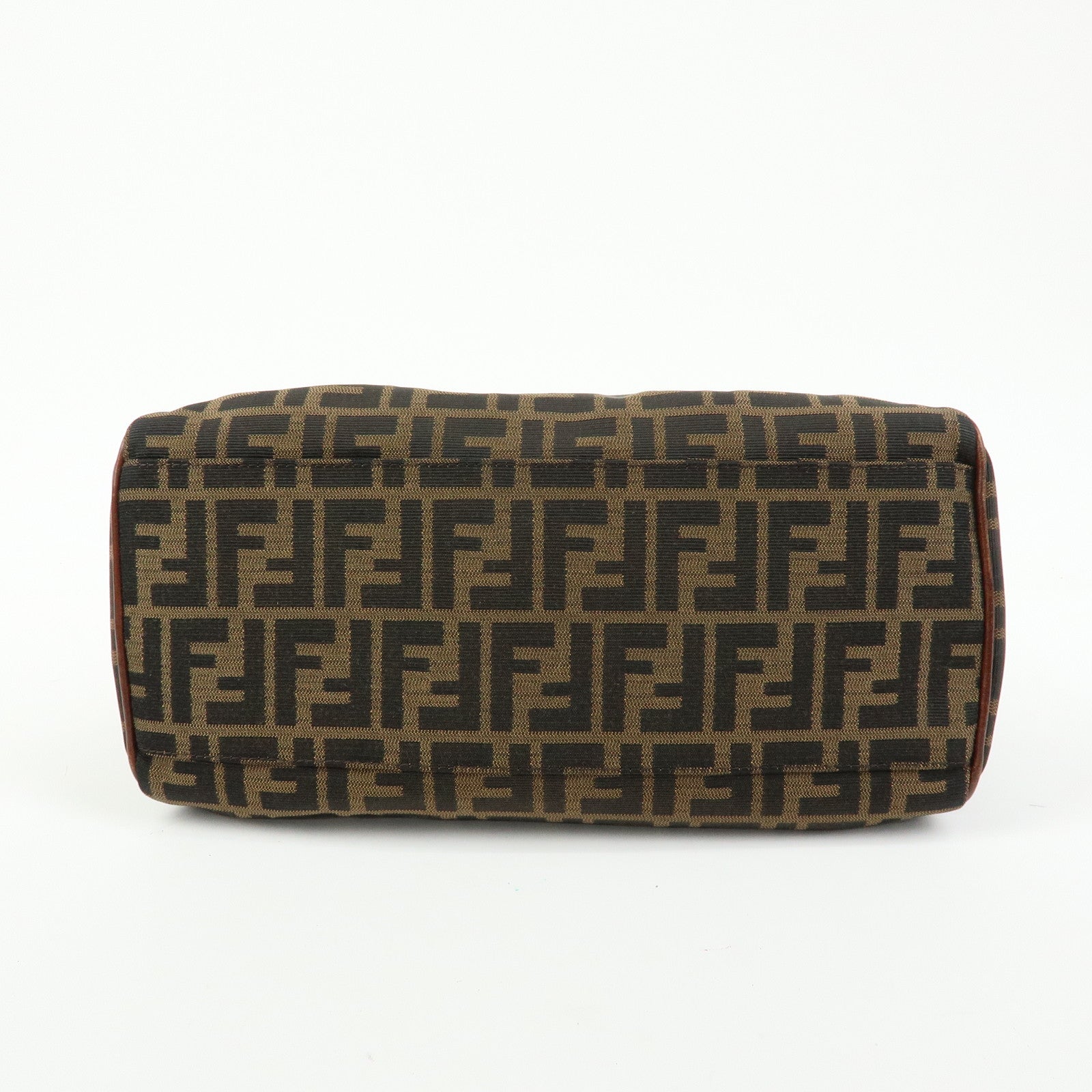 FENDI Zucca Etnico Canvas Leather Hand Bag Brown 8BN157