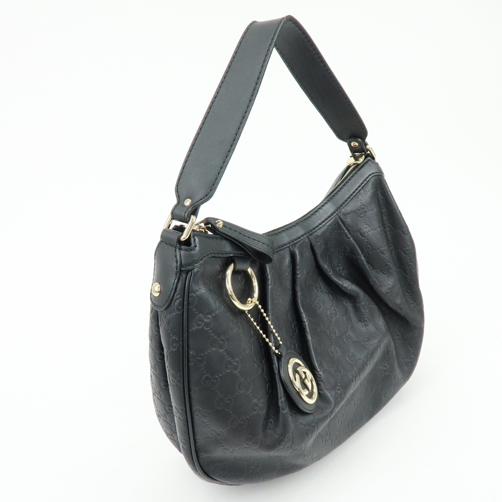 GUCCI Sukey Guccissima Leather Shoulder Bag Hand Bag Black 232955