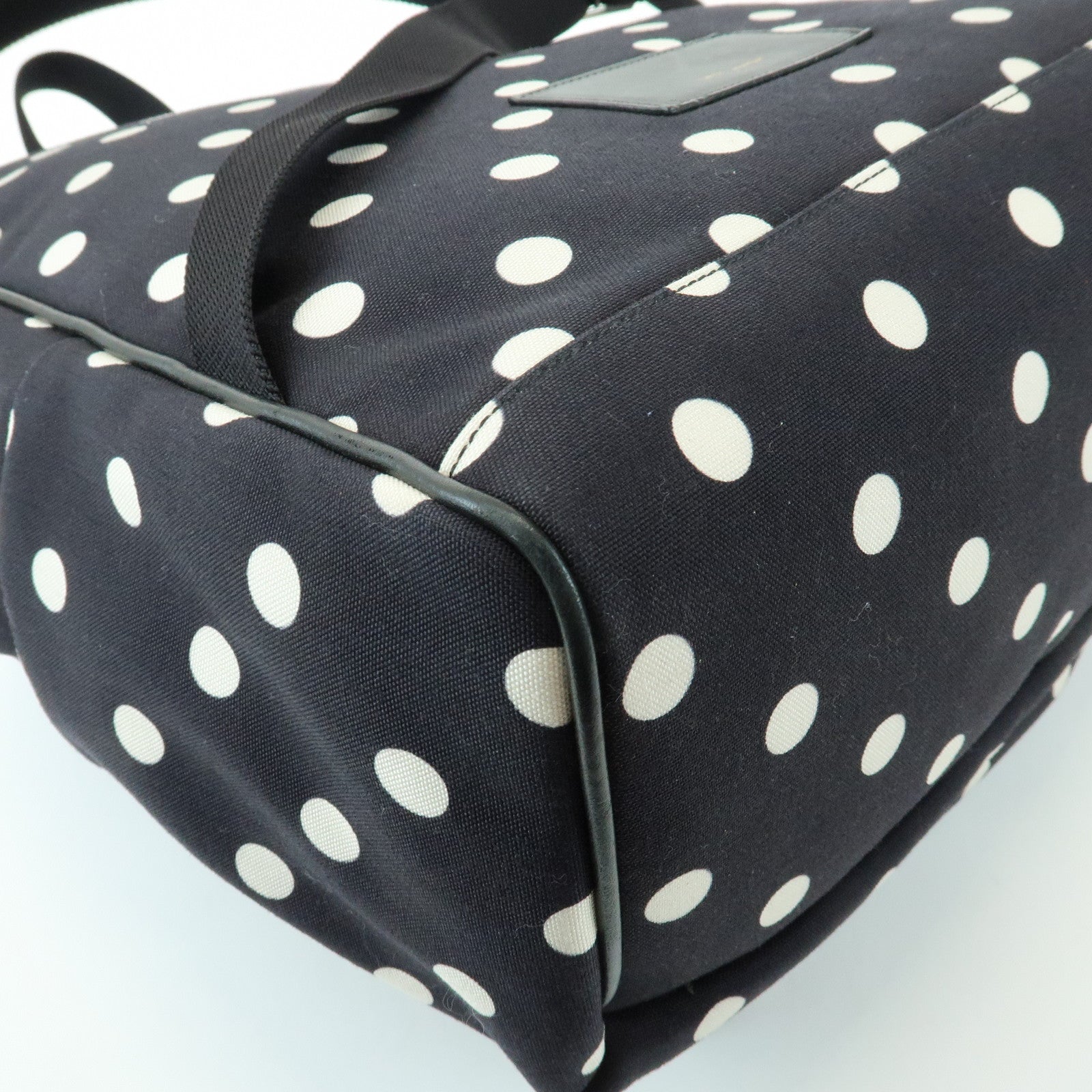 SAINT LAURENT PARIS City Canvas Backpack Rucksack Polka Dot Black White